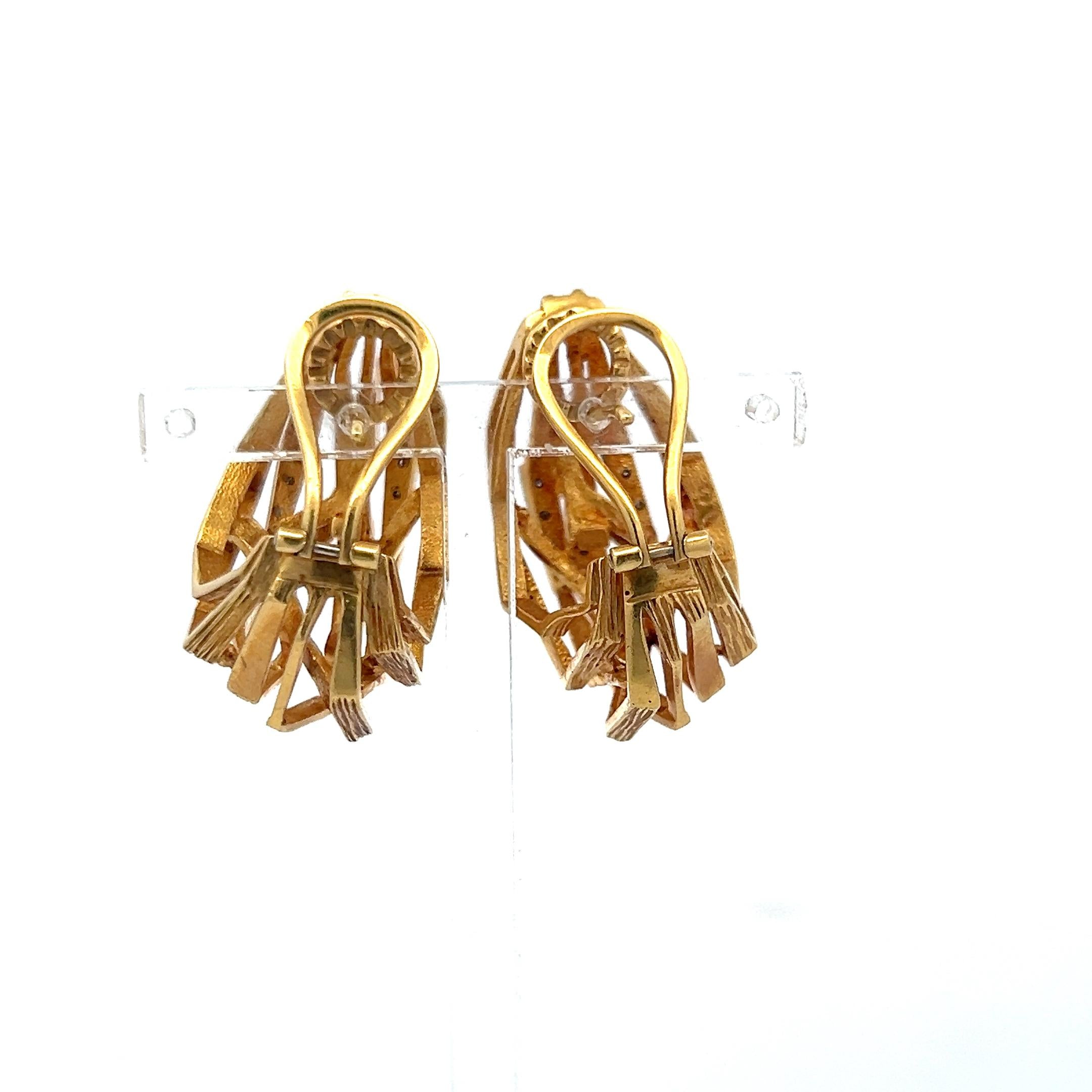 18K Two Tone Gold Platinum Clip On Earrings with 0.46 Carat Circular Diamonds