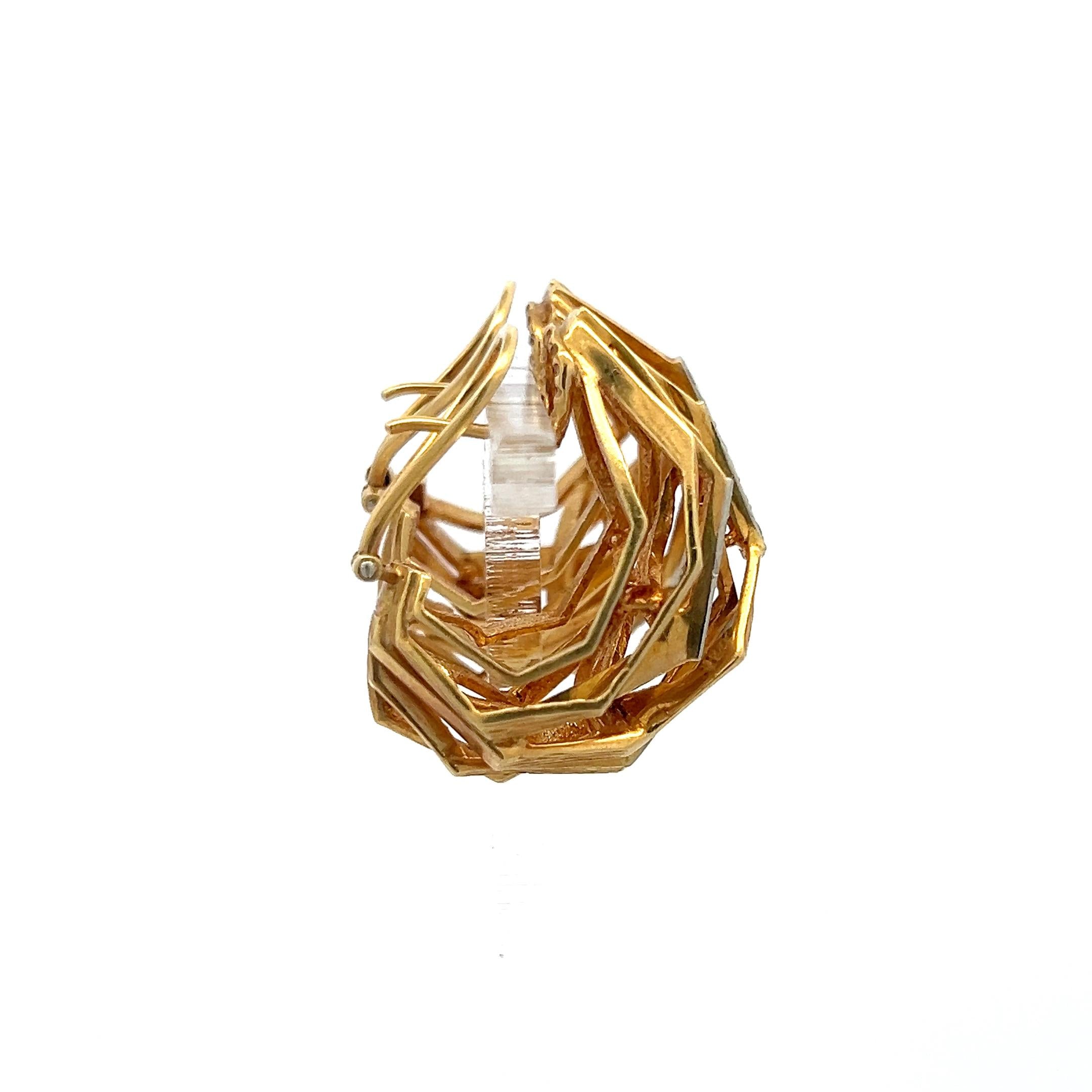 18K Two Tone Gold Platinum Clip On Earrings with 0.46 Carat Circular Diamonds