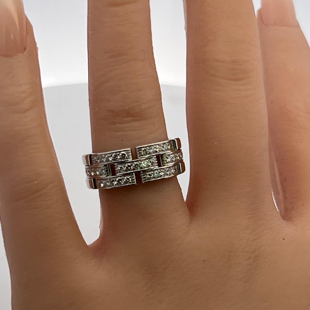 Cartier Vintage 18K White Gold Band Ring Size 7.5 with 0.53ct Round Diamonds