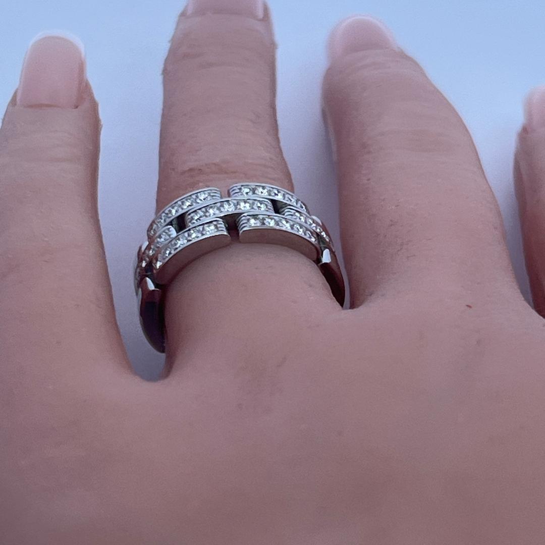 Cartier Vintage 18K White Gold Band Ring Size 7.5 with 0.53ct Round Diamonds