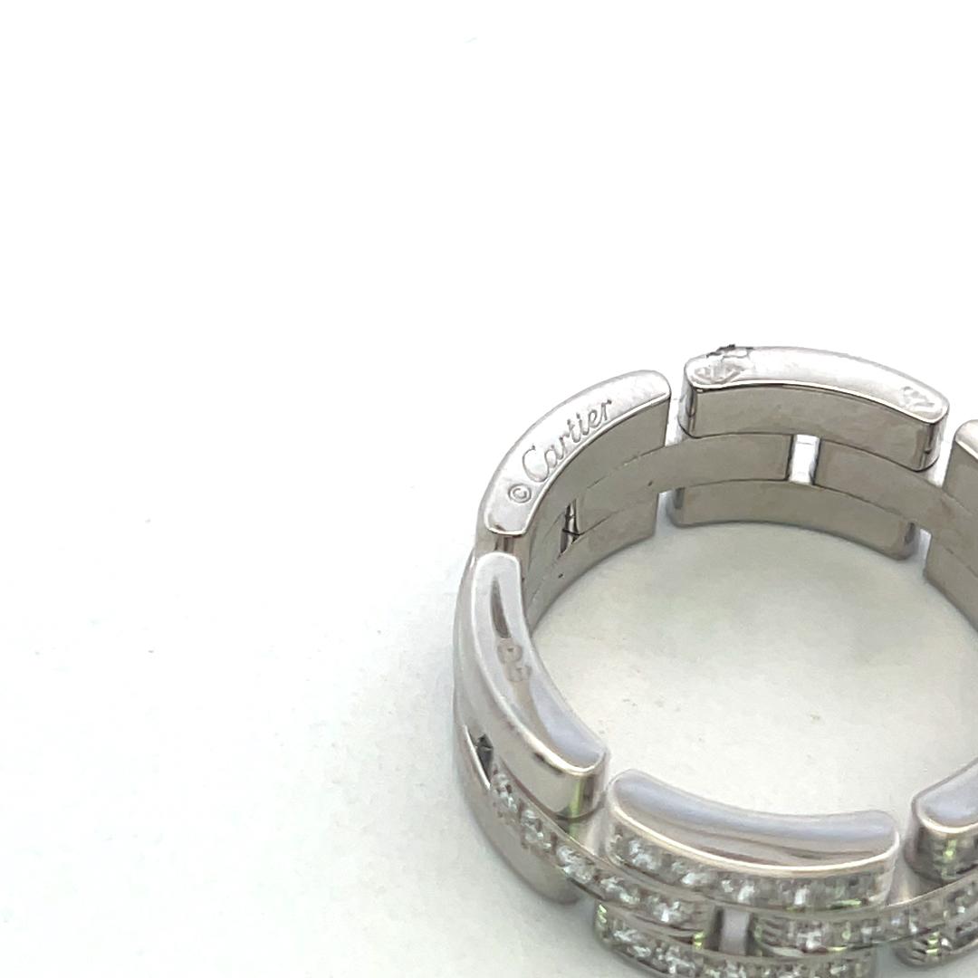 Cartier Vintage 18K White Gold Band Ring Size 7.5 with 0.53ct Round Diamonds