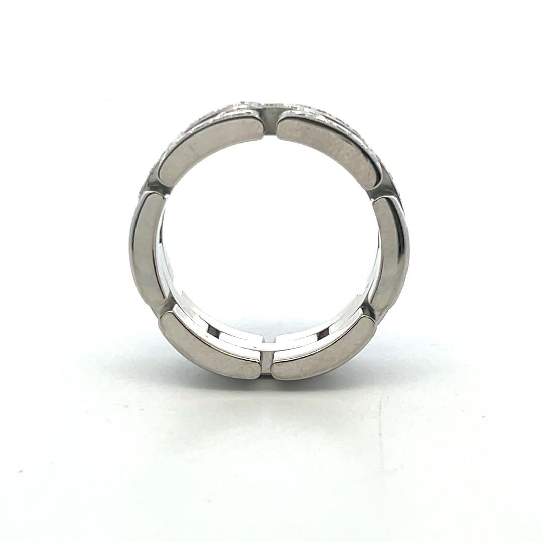 Cartier Vintage 18K White Gold Band Ring Size 7.5 with 0.53ct Round Diamonds