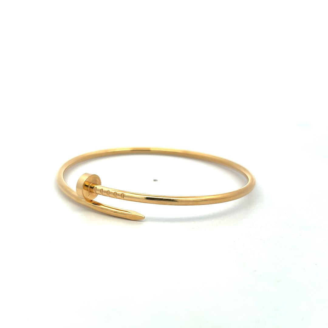 Cartier Vintage 18K Yellow Gold Juste Un Clou Bracelet Size 17 with Certificate