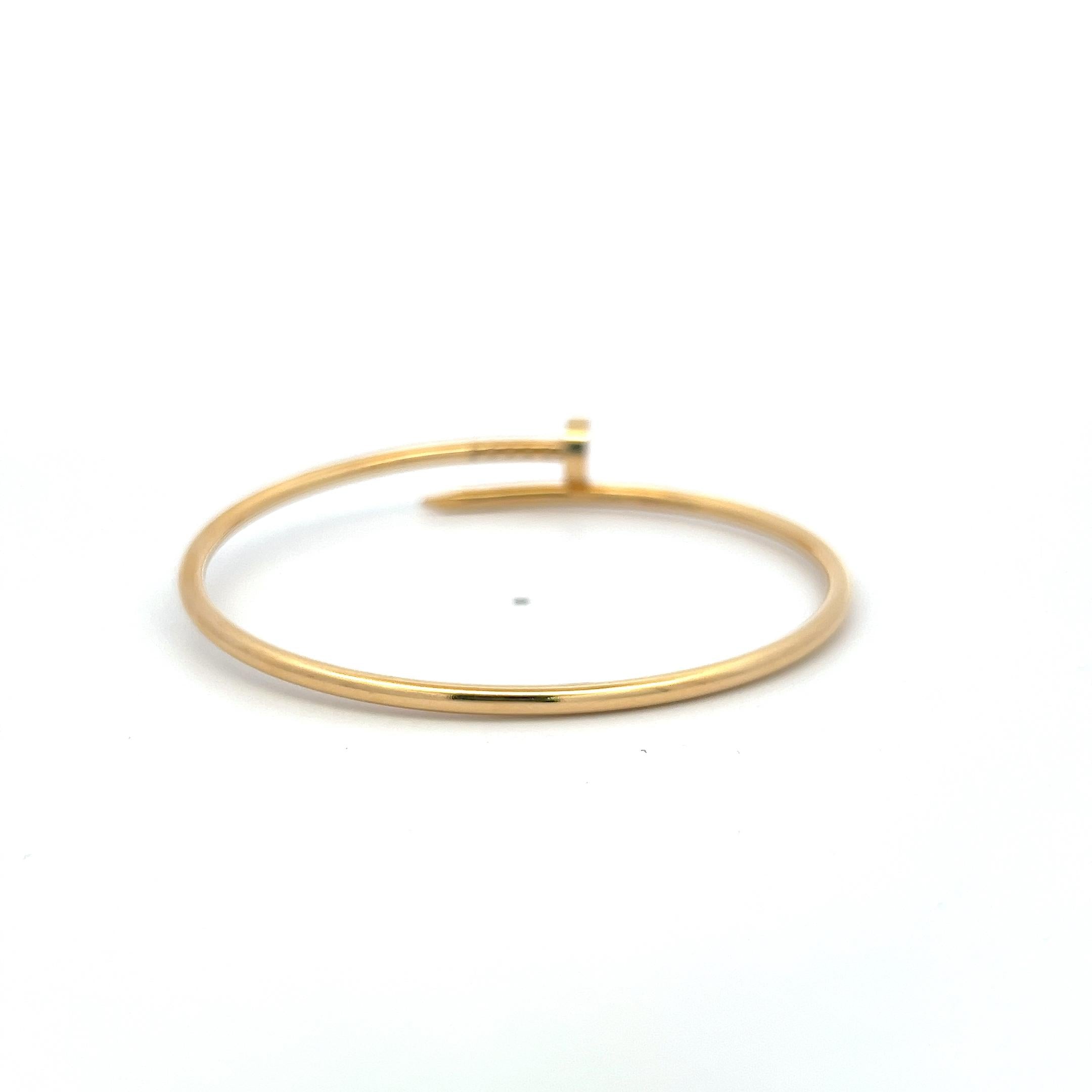 Cartier Vintage 18K Yellow Gold Juste Un Clou Bracelet Size 17 with Certificate
