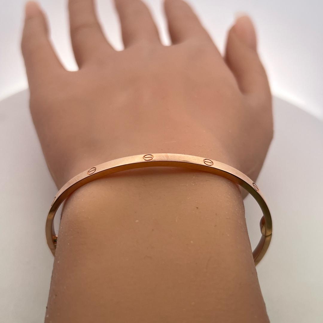 Cartier 18 Karat Rose Gold Love Bracelet 3.8 MM Wide 20.9 Grams Size 19
