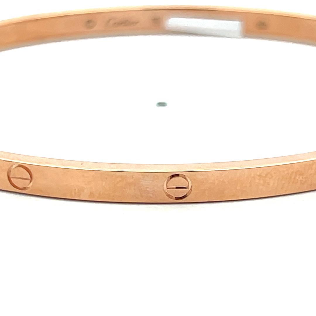 Cartier 18 Karat Rose Gold Love Bracelet 3.8 MM Wide 20.9 Grams Size 19