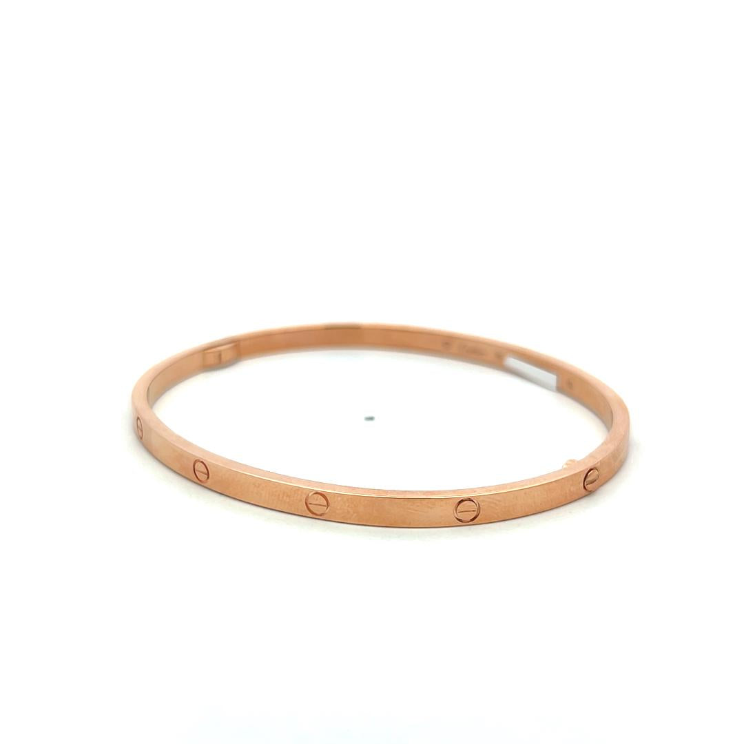 Cartier 18 Karat Rose Gold Love Bracelet 3.8 MM Wide 20.9 Grams Size 19