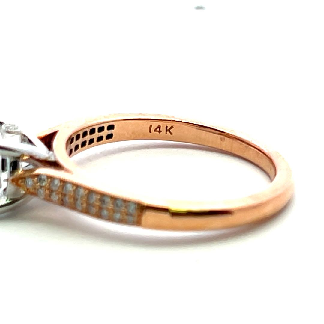 14K Two Tone Gold Semi Mount Ring with 0.13ct Round Diamond Fits 6.8mm 1.00ct+
