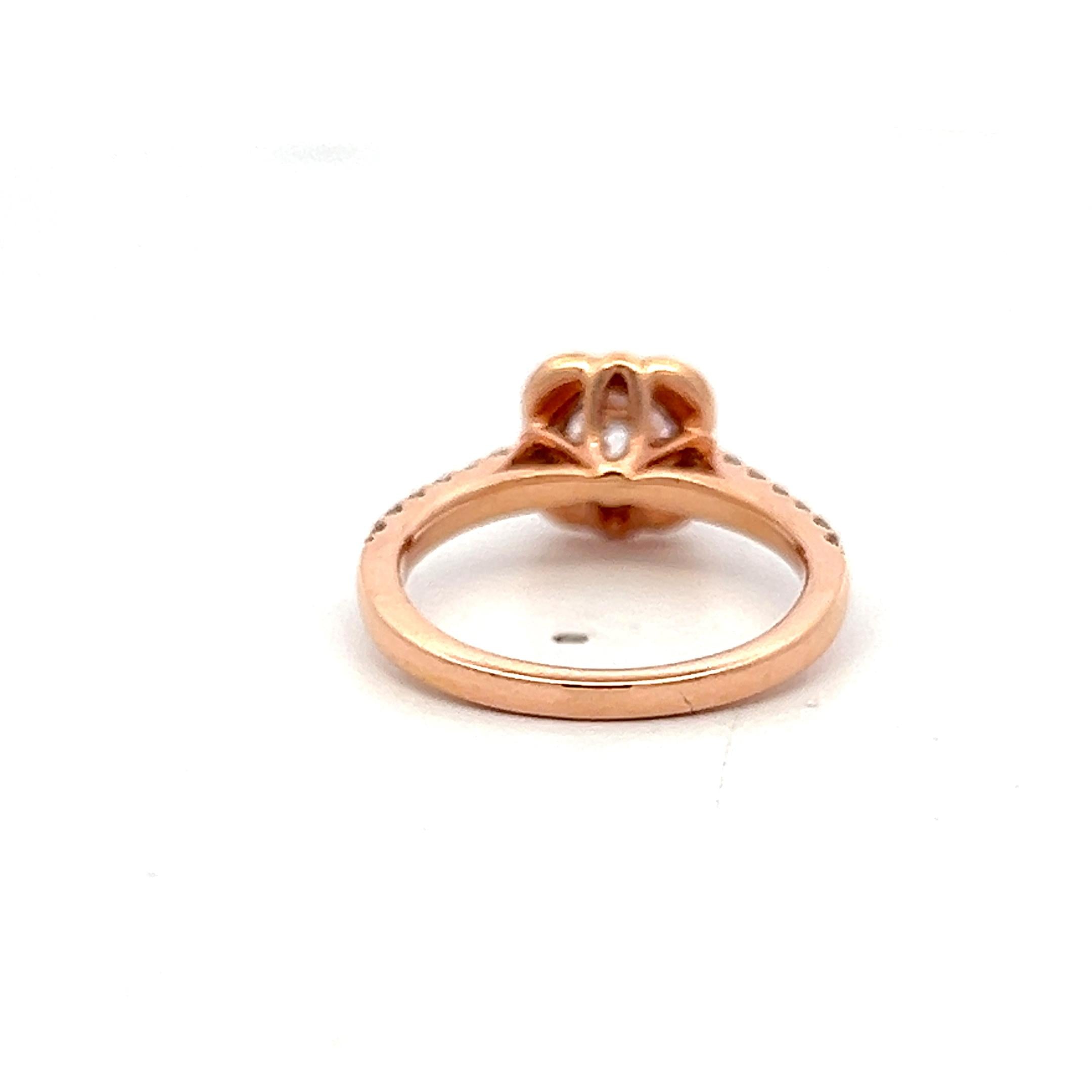 14K Rose Gold Engagement Ring with 1ct Lab-Grown and 0.3ct Natural Diamonds