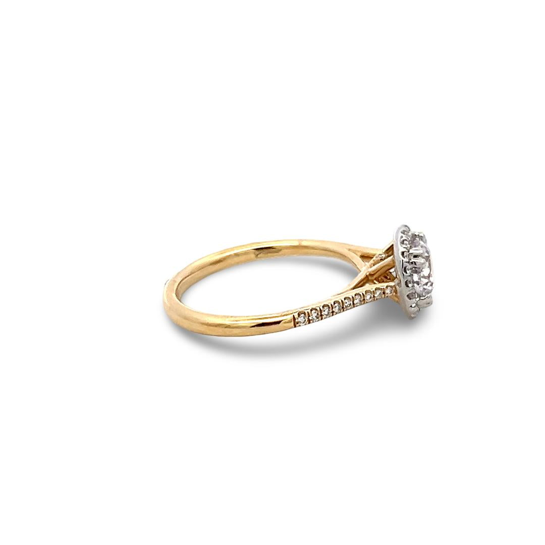 14K Yellow Gold Engagement Ring with 1ct Lab-Grown and 0.15ct Natural Diamonds