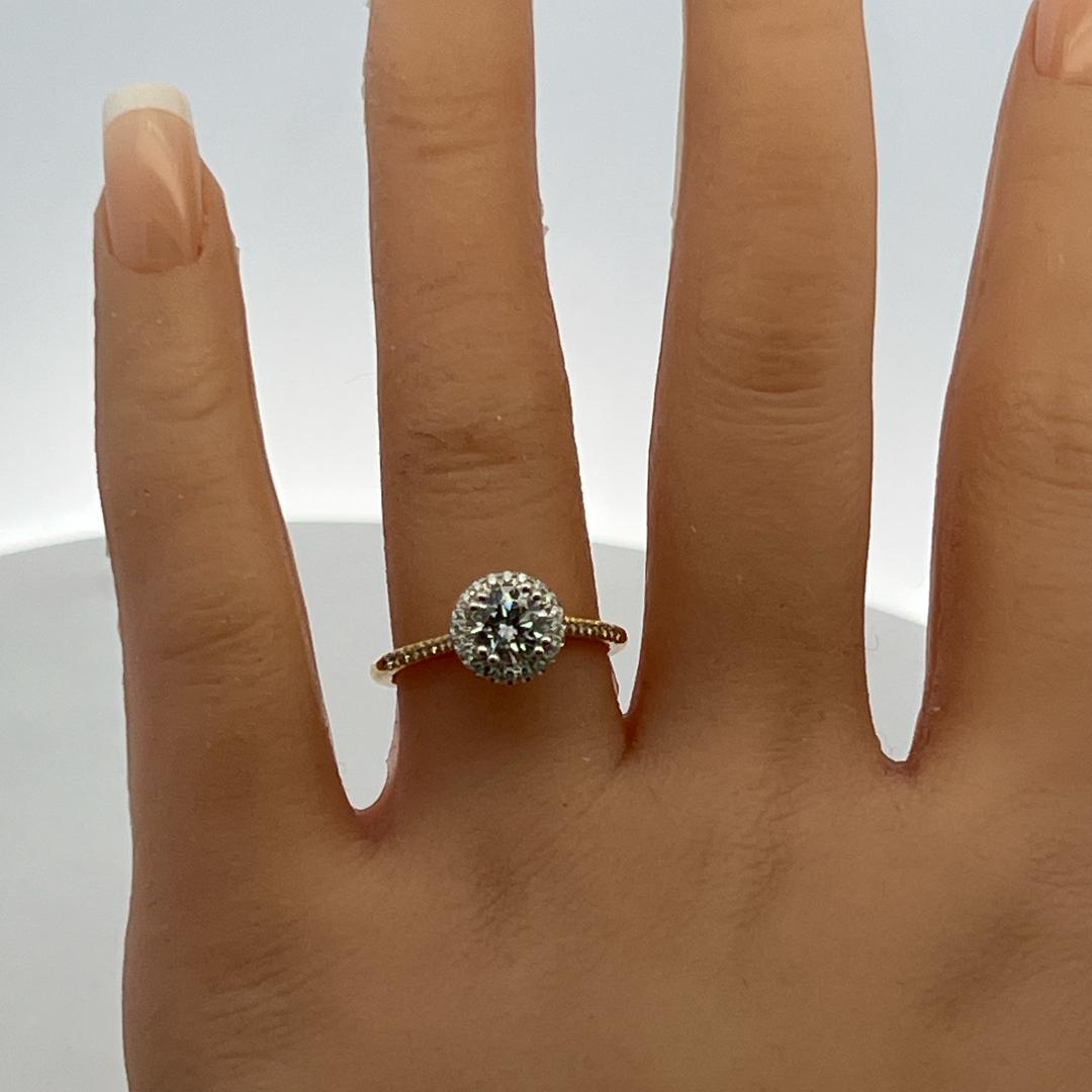 14K Yellow Gold Engagement Ring with 1ct Lab-Grown and 0.15ct Natural Diamonds