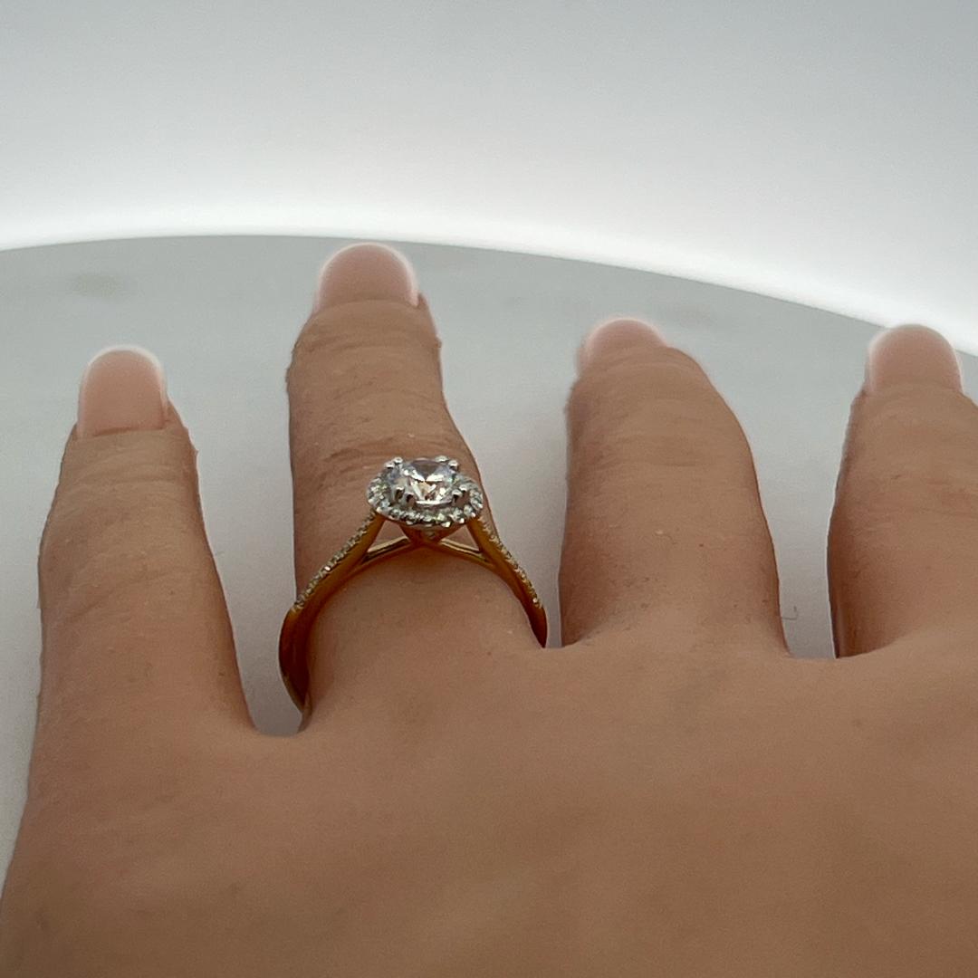 14K Yellow Gold Engagement Ring with 1ct Lab-Grown and 0.15ct Natural Diamonds