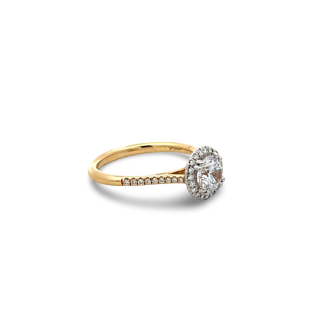 14K Yellow Gold Engagement Ring with 1ct Lab-Grown and 0.15ct Natural Diamonds