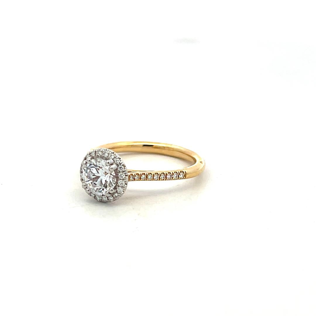 14K Yellow Gold Engagement Ring with 1ct Lab-Grown and 0.15ct Natural Diamonds