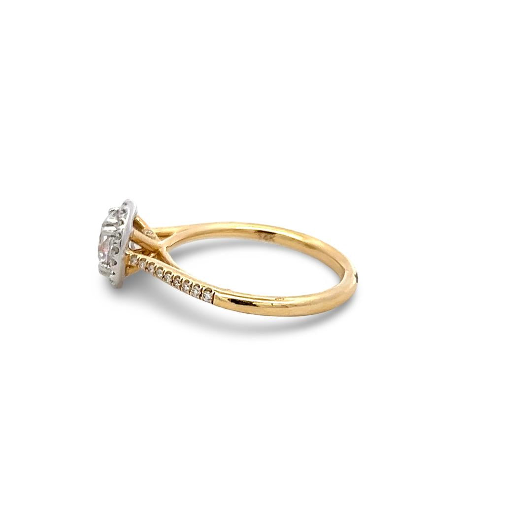 14K Yellow Gold Engagement Ring with 1ct Lab-Grown and 0.15ct Natural Diamonds
