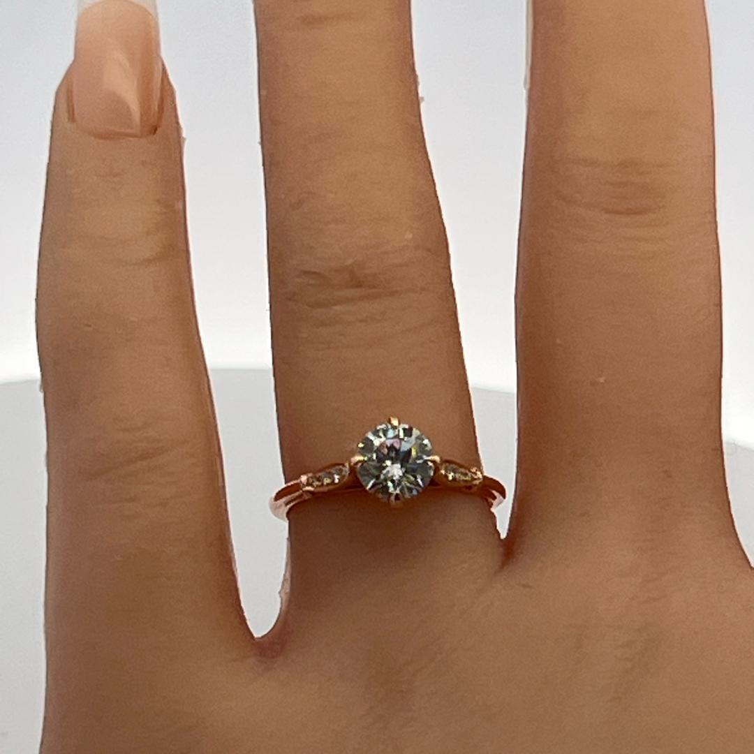 14K Rose Gold Engagement Ring with 1ct Lab-Grown and 0.07ct Natural Diamonds