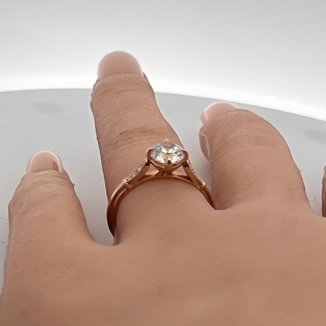 14K Rose Gold Engagement Ring with 1ct Lab-Grown and 0.07ct Natural Diamonds