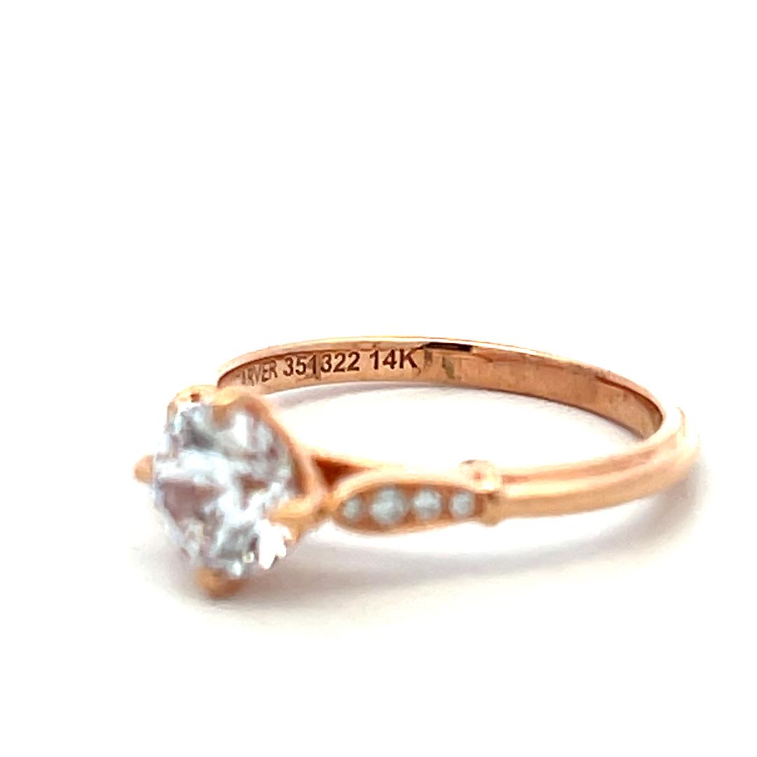 14K Rose Gold Engagement Ring with 1ct Lab-Grown and 0.07ct Natural Diamonds