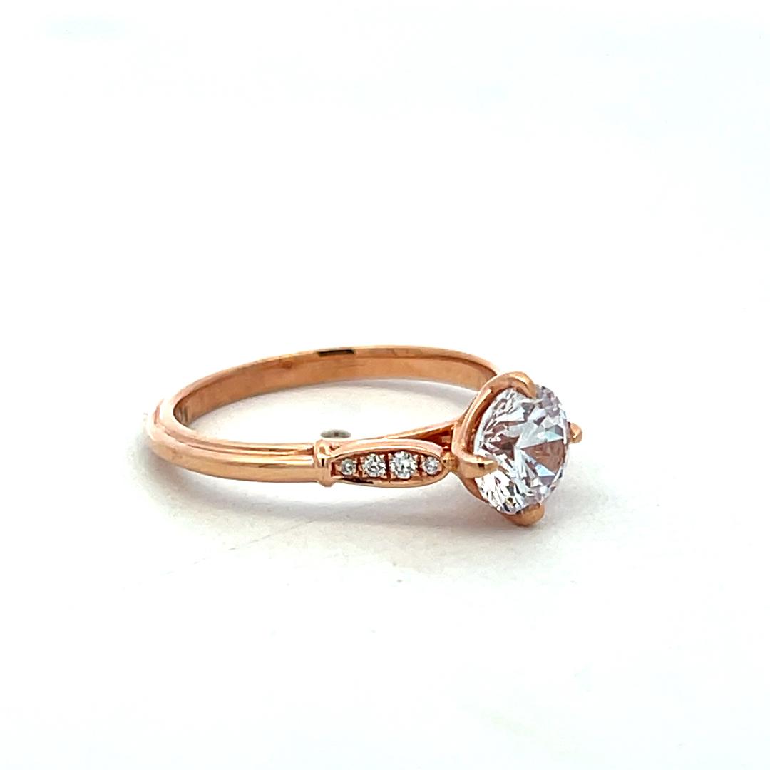 14K Rose Gold Engagement Ring with 1ct Lab-Grown and 0.07ct Natural Diamonds