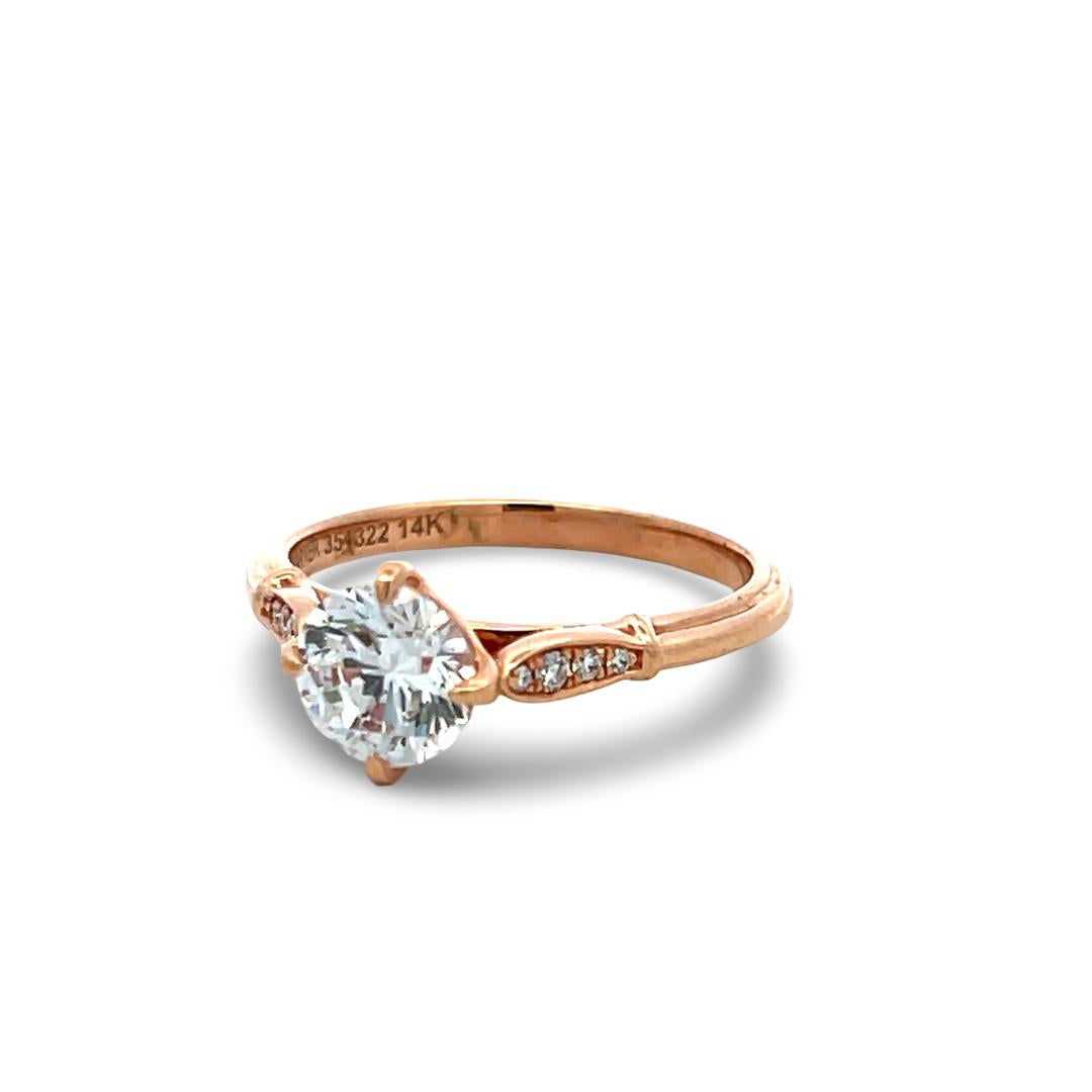 14K Rose Gold Engagement Ring with 1ct Lab-Grown and 0.07ct Natural Diamonds