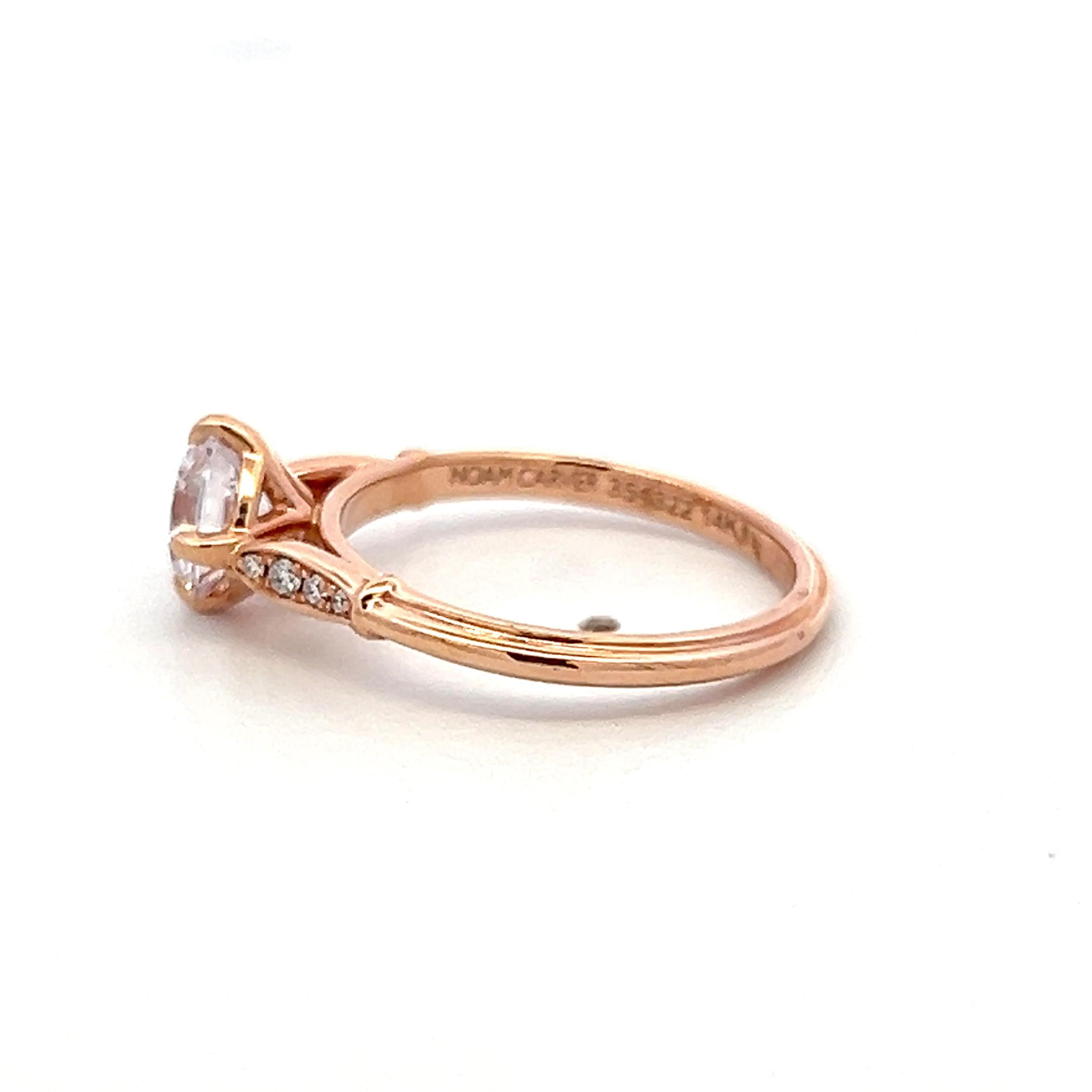 14K Rose Gold Engagement Ring with 1ct Lab-Grown and 0.07ct Natural Diamonds