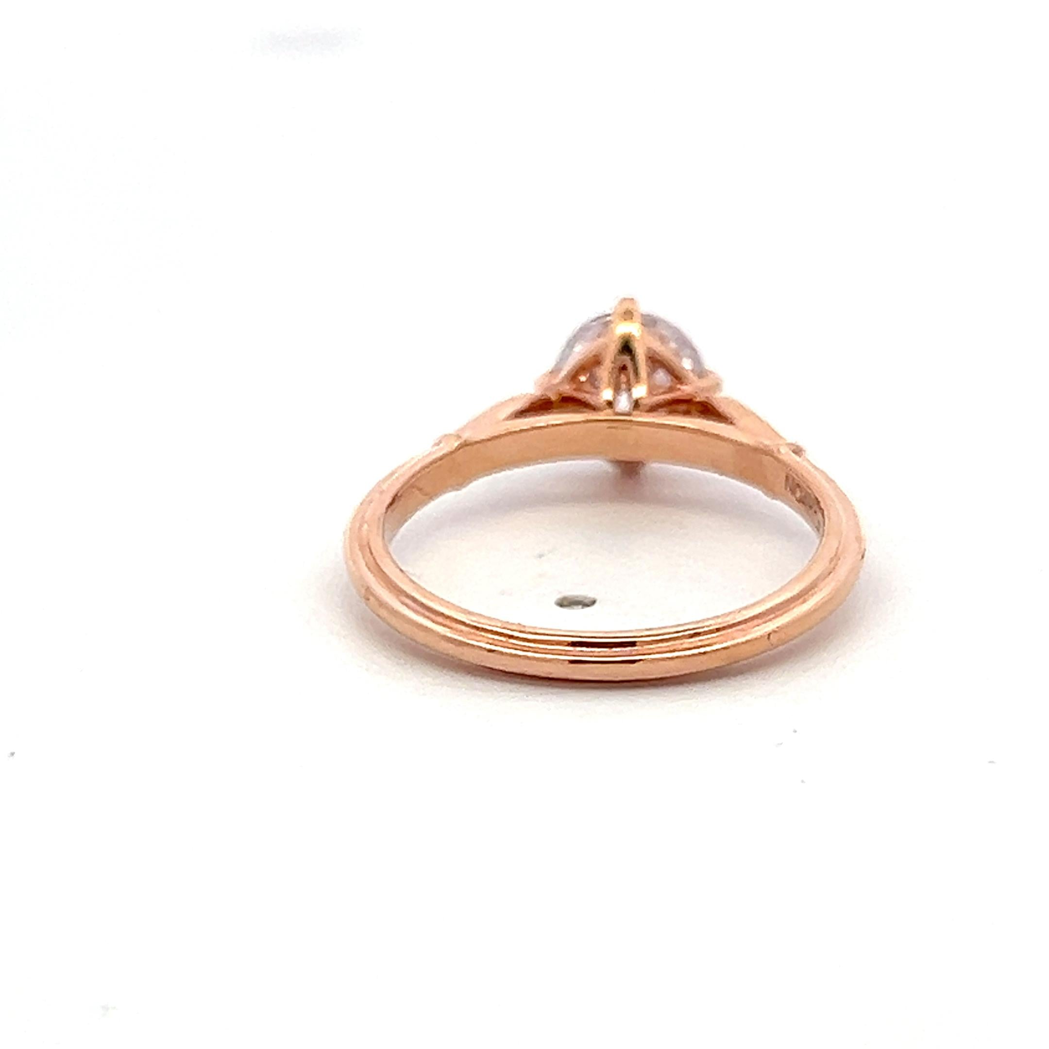 14K Rose Gold Engagement Ring with 1ct Lab-Grown and 0.07ct Natural Diamonds