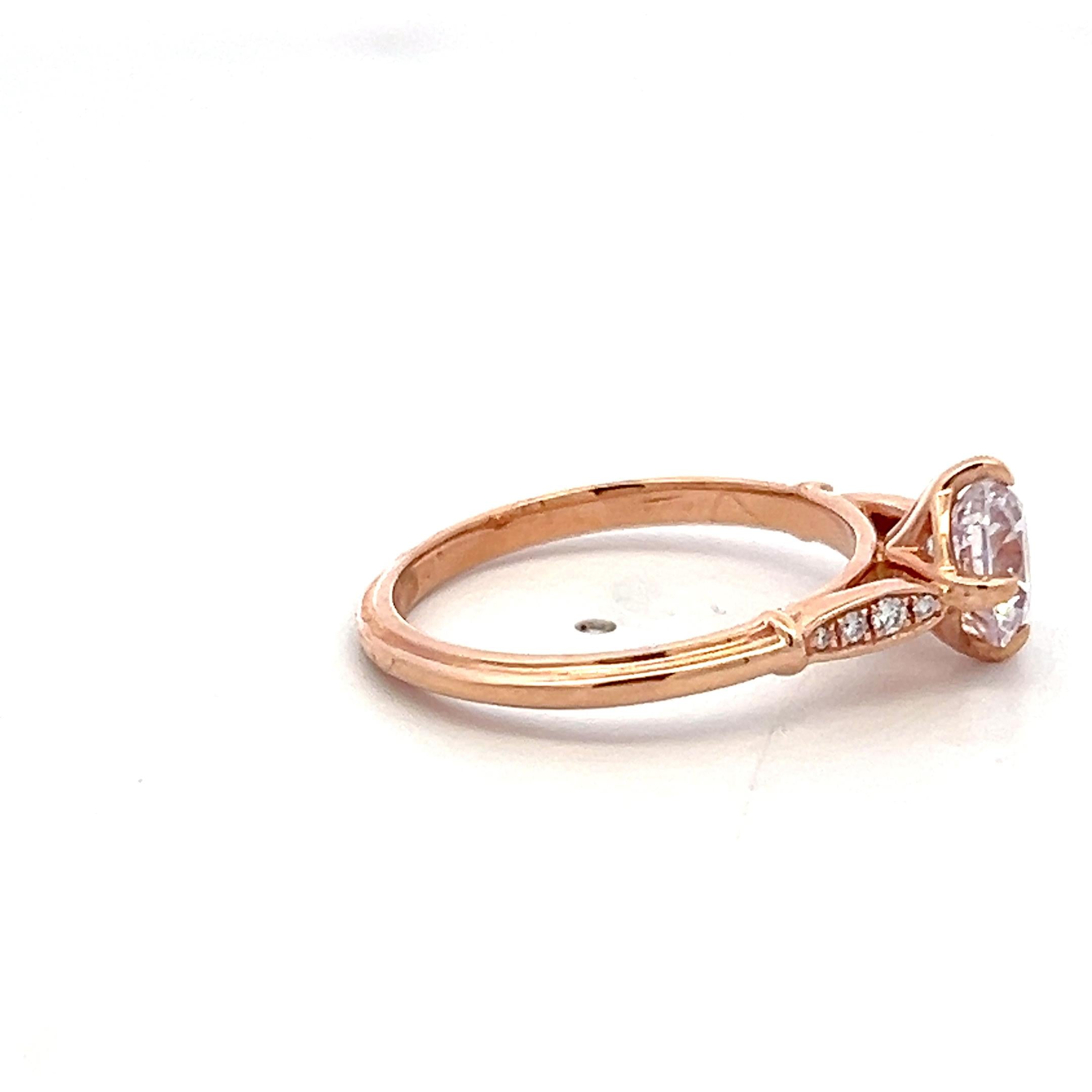 14K Rose Gold Engagement Ring with 1ct Lab-Grown and 0.07ct Natural Diamonds