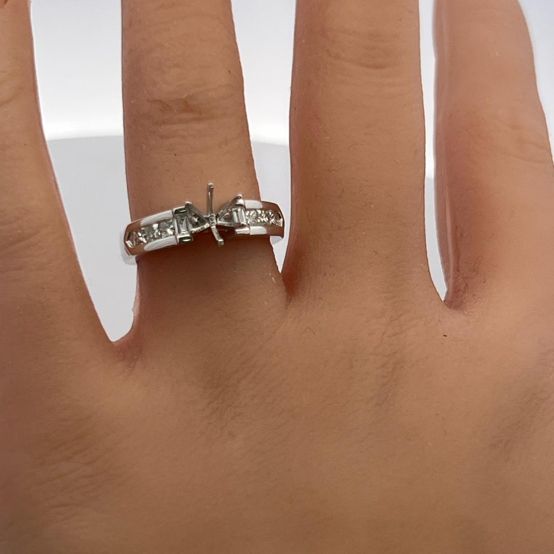 Vintage 14K White Gold Semi Mount Ring with 0.51 Carat G VS Diamonds Size 7
