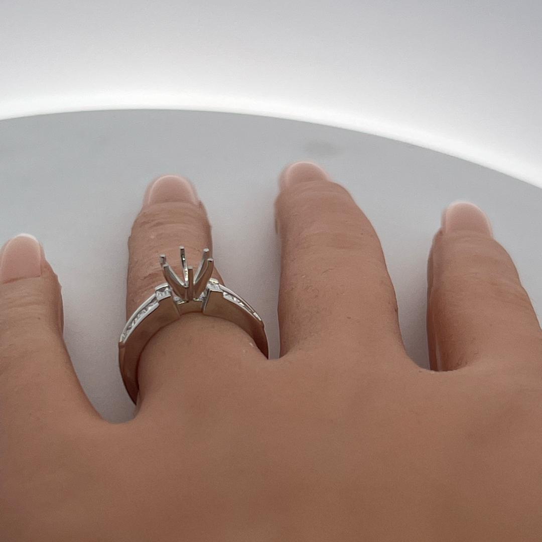 Vintage 14K White Gold Semi Mount Ring with 0.51 Carat G VS Diamonds Size 7