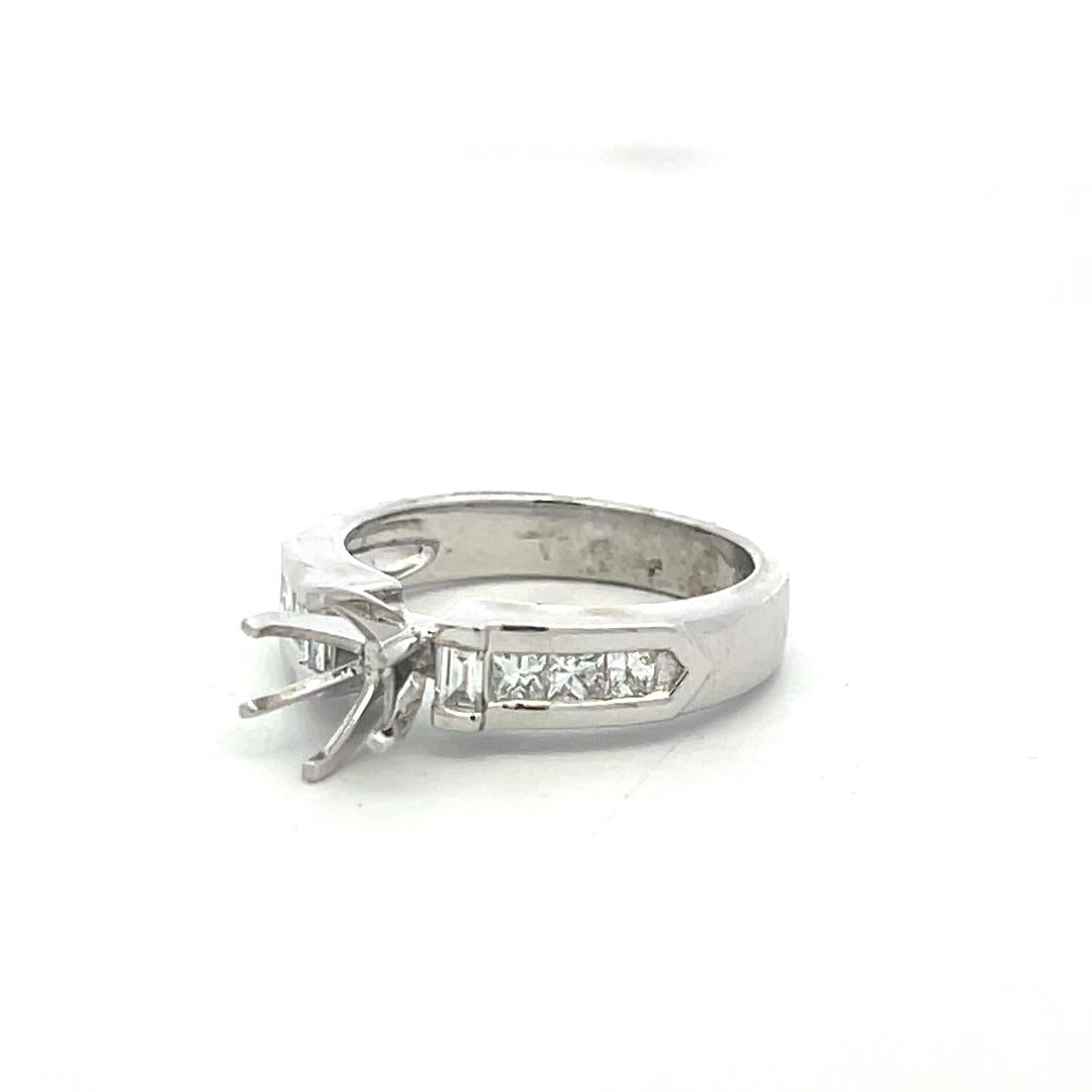 Vintage 14K White Gold Semi Mount Ring with 0.51 Carat G VS Diamonds Size 7