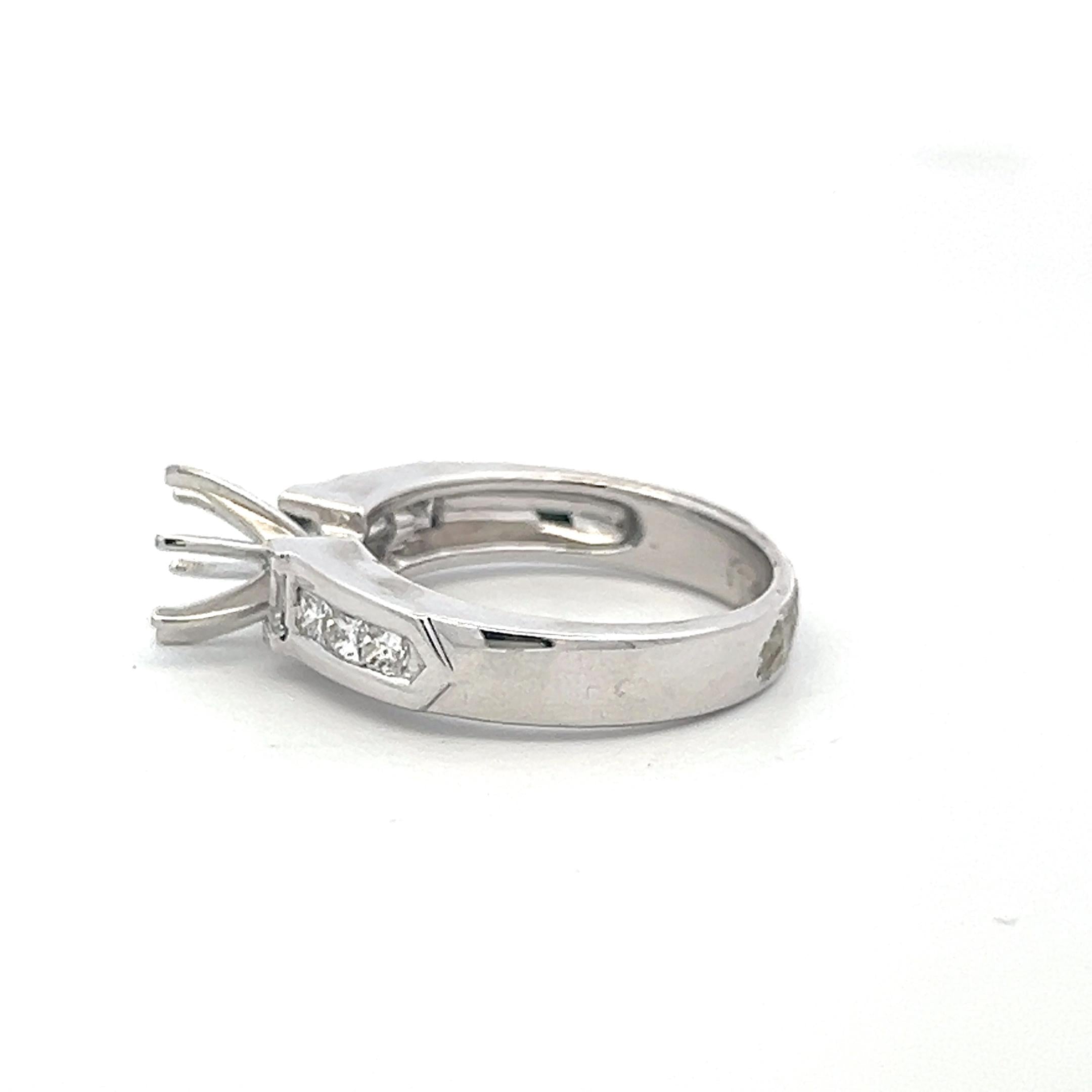 Vintage 14K White Gold Semi Mount Ring with 0.51 Carat G VS Diamonds Size 7
