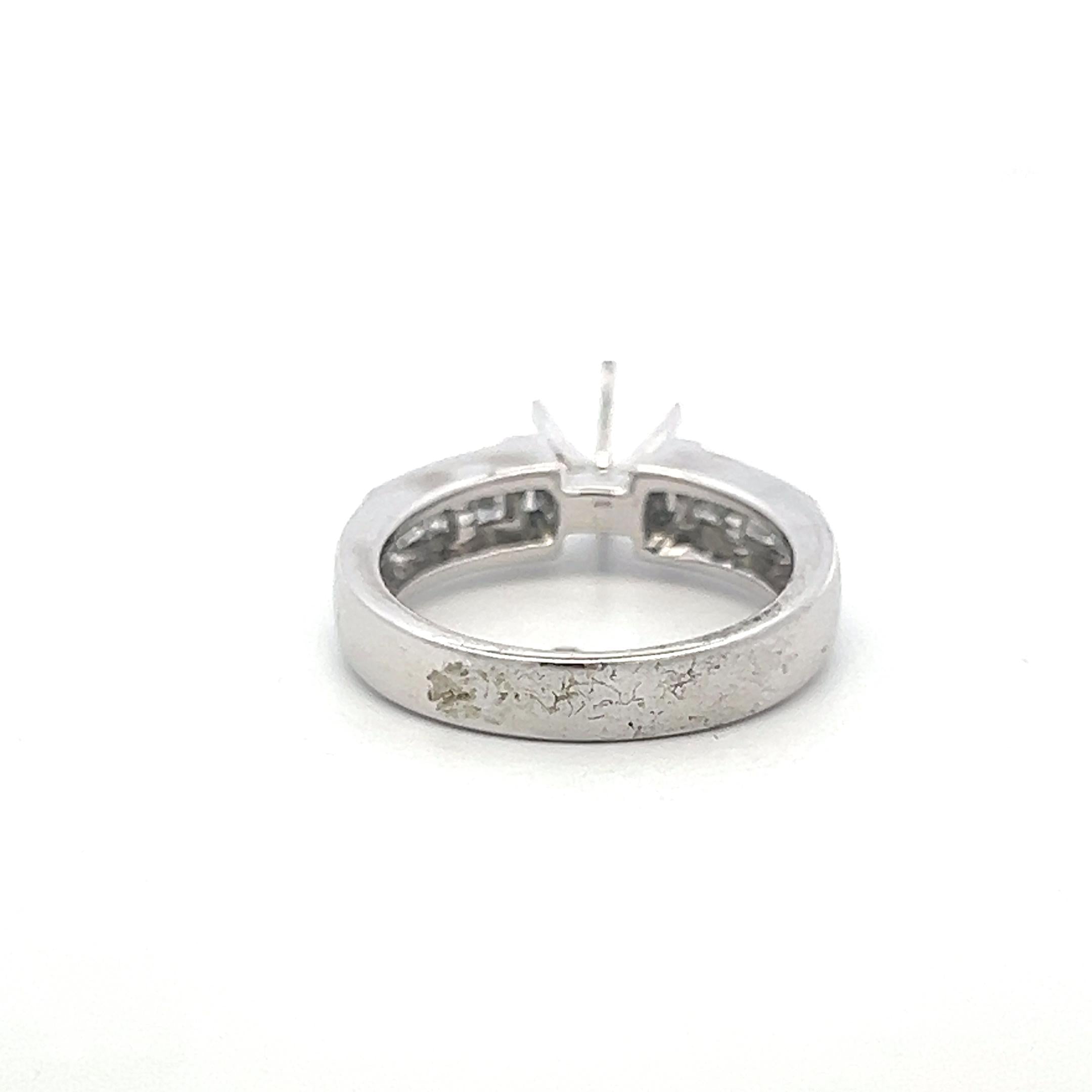 Vintage 14K White Gold Semi Mount Ring with 0.51 Carat G VS Diamonds Size 7