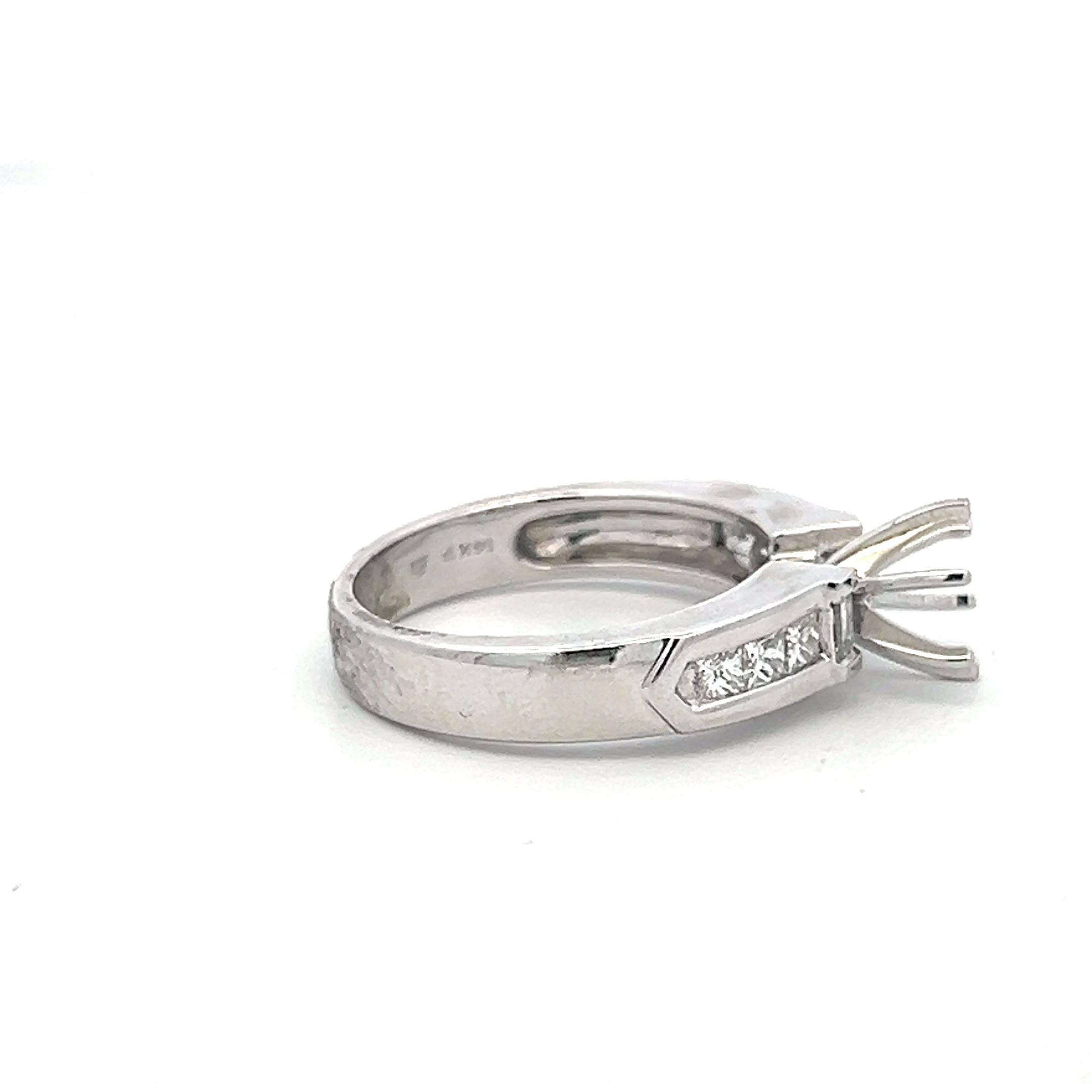 Vintage 14K White Gold Semi Mount Ring with 0.51 Carat G VS Diamonds Size 7