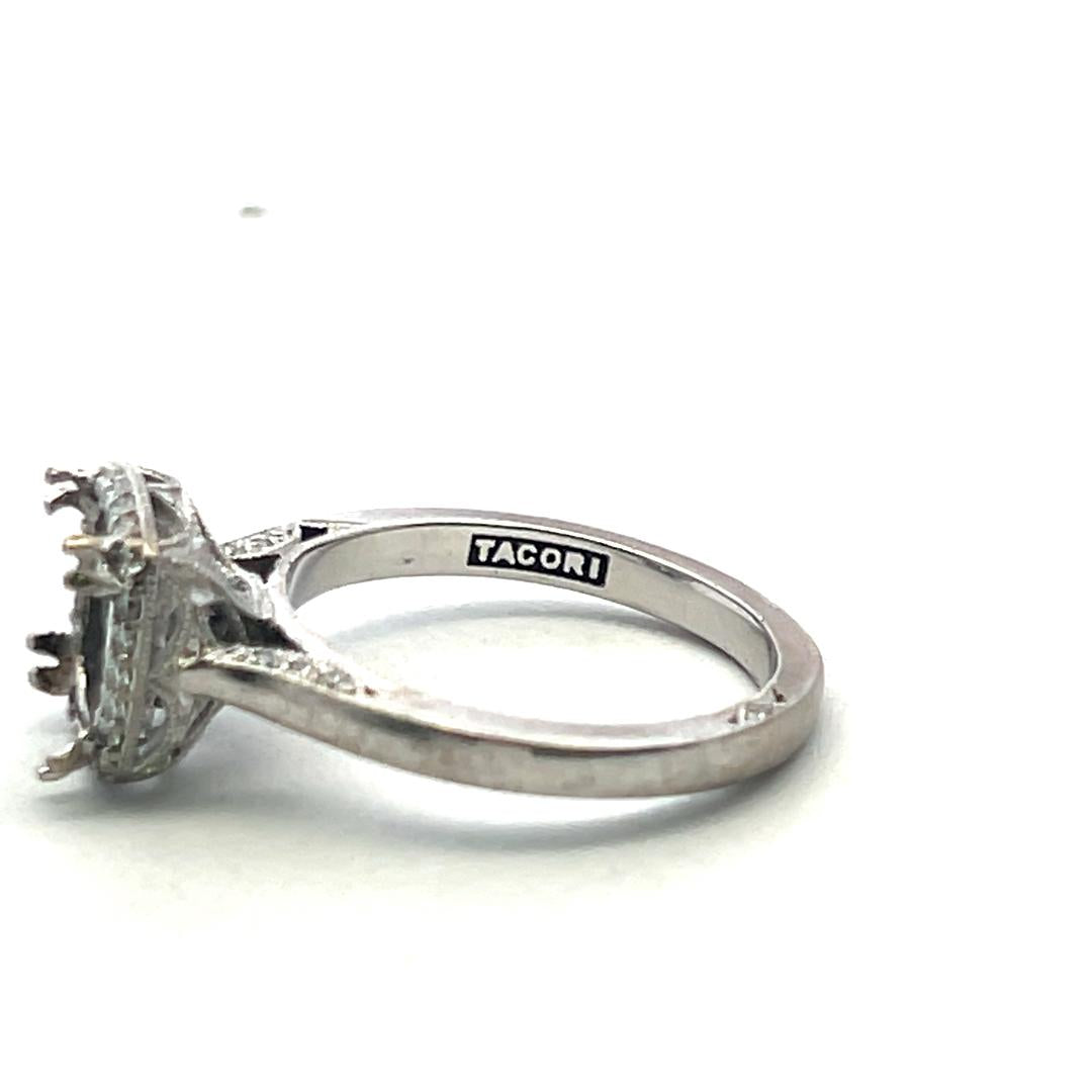 Tacori 18K White Gold Semi Mount Ring 0.14ct Round Diamonds Fits 8.12x8.08 MM