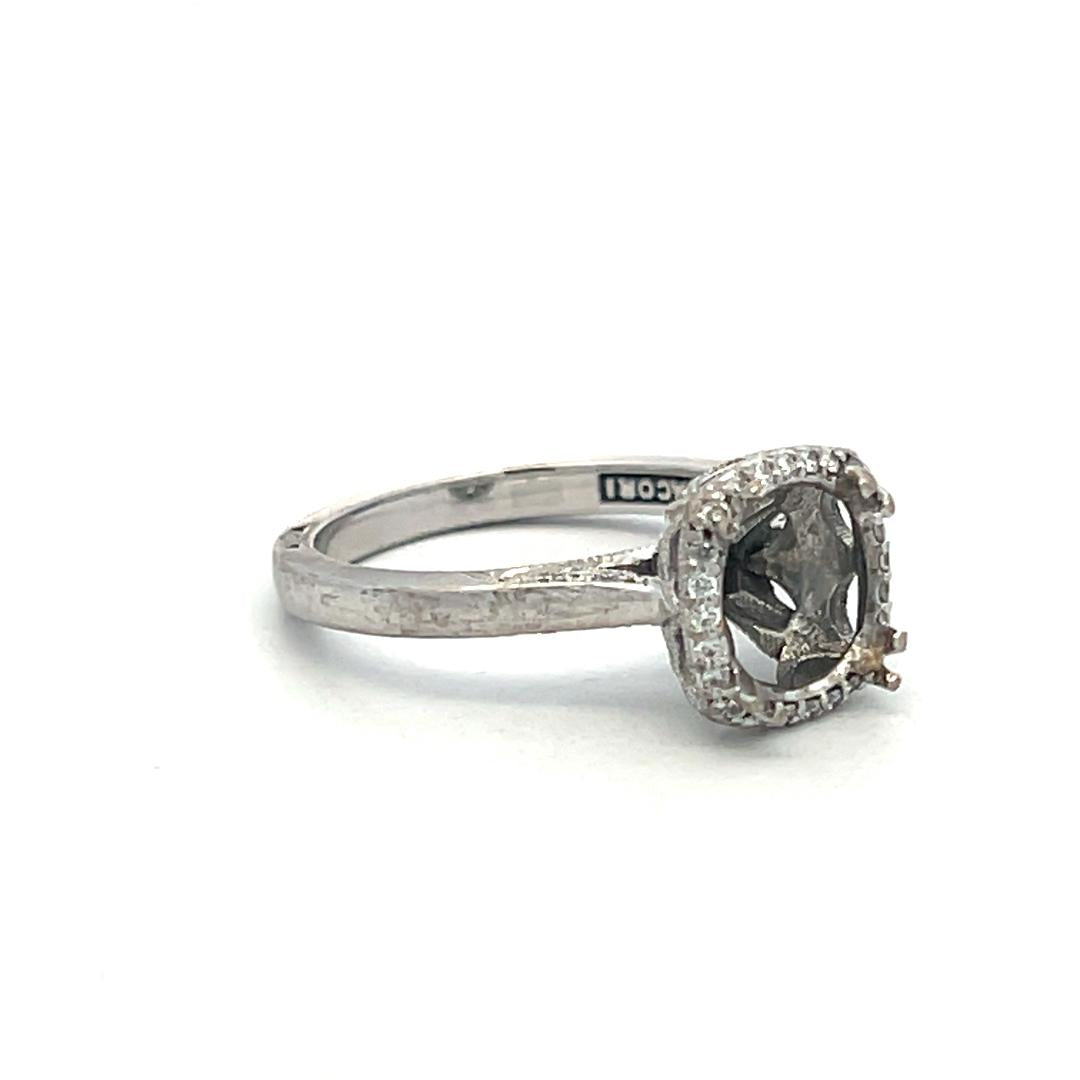 Tacori 18K White Gold Semi Mount Ring 0.14ct Round Diamonds Fits 8.12x8.08 MM