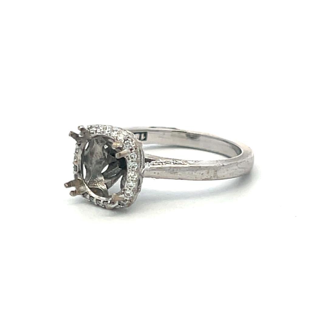 Tacori 18K White Gold Semi Mount Ring 0.14ct Round Diamonds Fits 8.12x8.08 MM