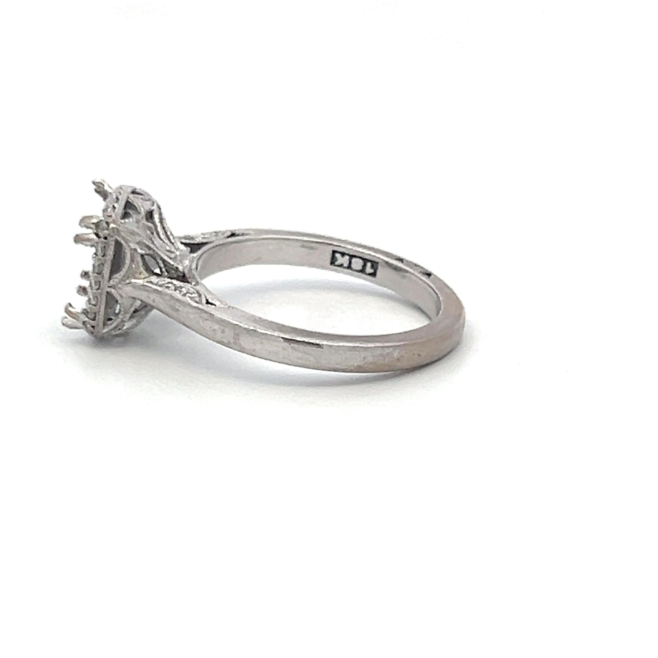 Tacori 18K White Gold Semi Mount Ring 0.14ct Round Diamonds Fits 8.12x8.08 MM