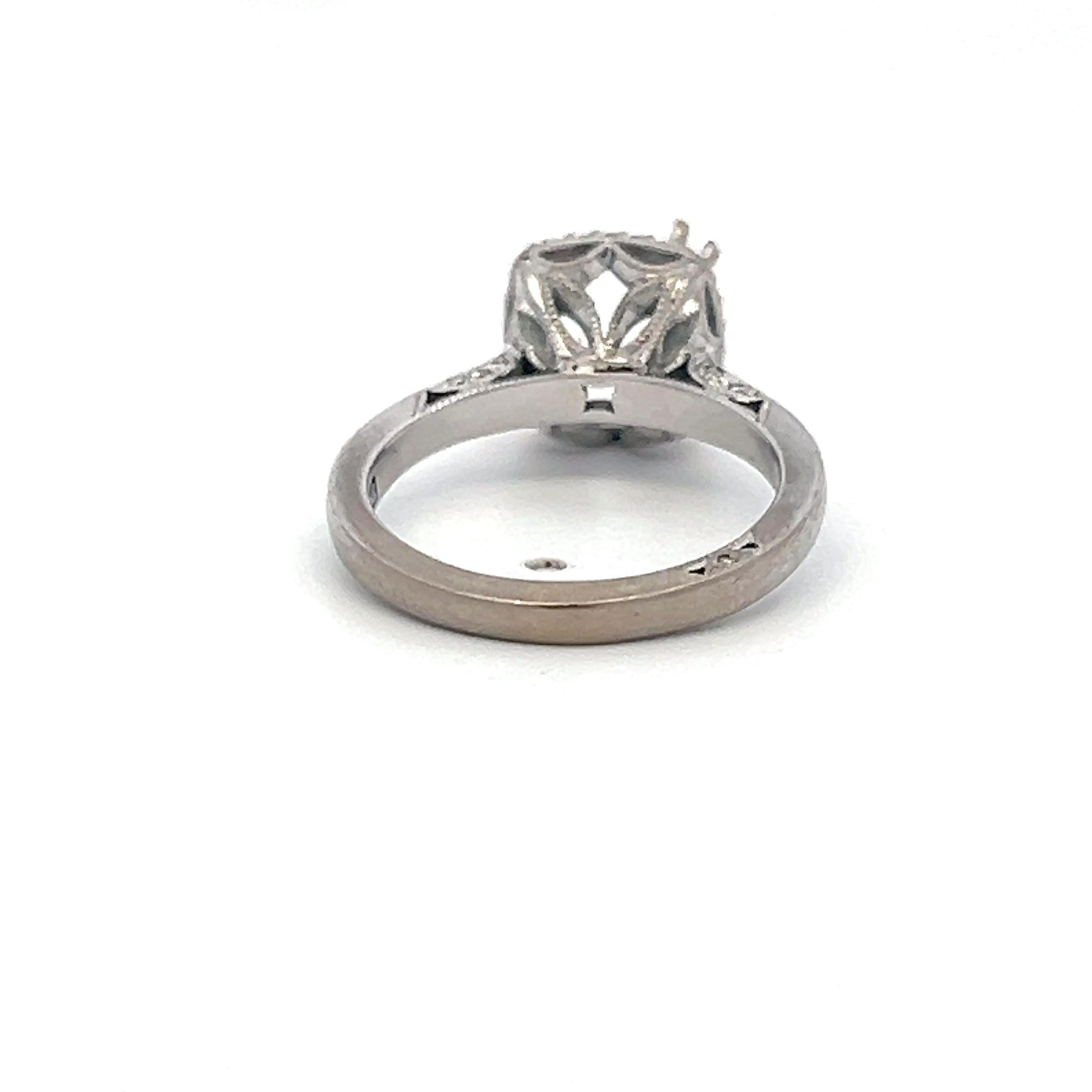 Tacori 18K White Gold Semi Mount Ring 0.14ct Round Diamonds Fits 8.12x8.08 MM