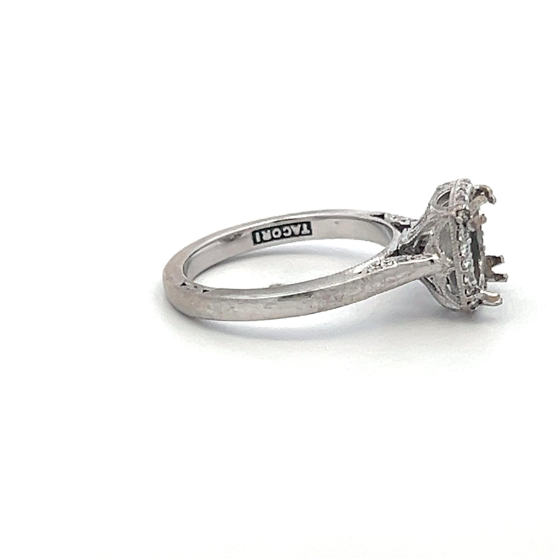 Tacori 18K White Gold Semi Mount Ring 0.14ct Round Diamonds Fits 8.12x8.08 MM