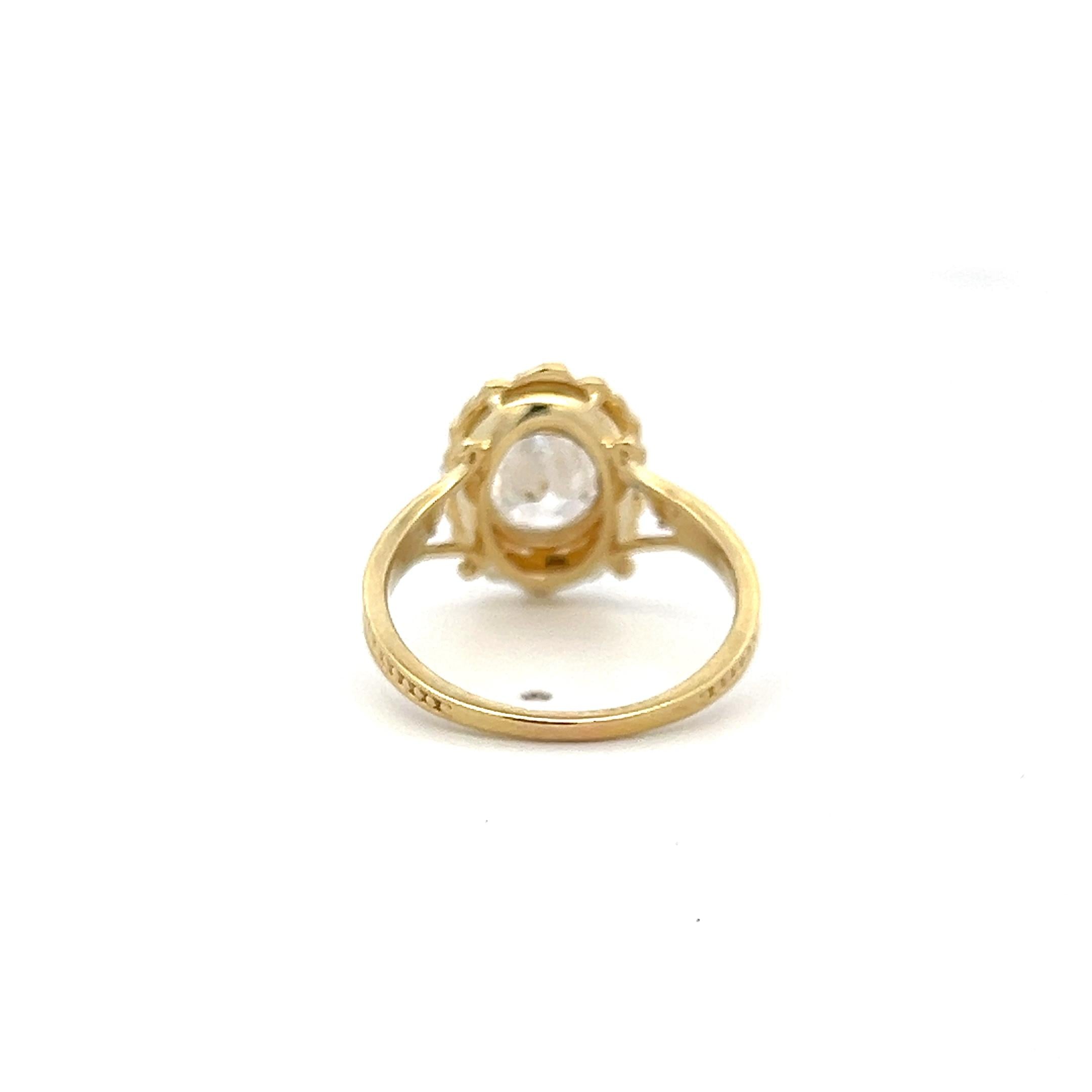 18K Yellow Gold Engagement Ring 1.31ct Oval & Round Diamonds Size 6.5 D SI1 GIA
