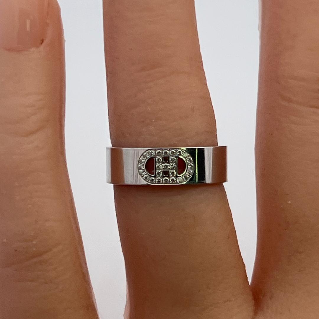 Vintage 18K White Gold Band Ring with 0.07 Carat Round G VS Diamonds Size 5.75