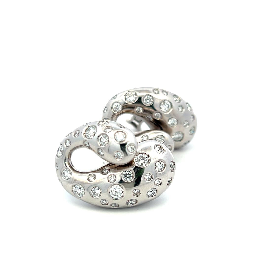 De Grisogono 18K White Gold Clip-On Earrings with 6.18 Carat Round F-VS Diamonds