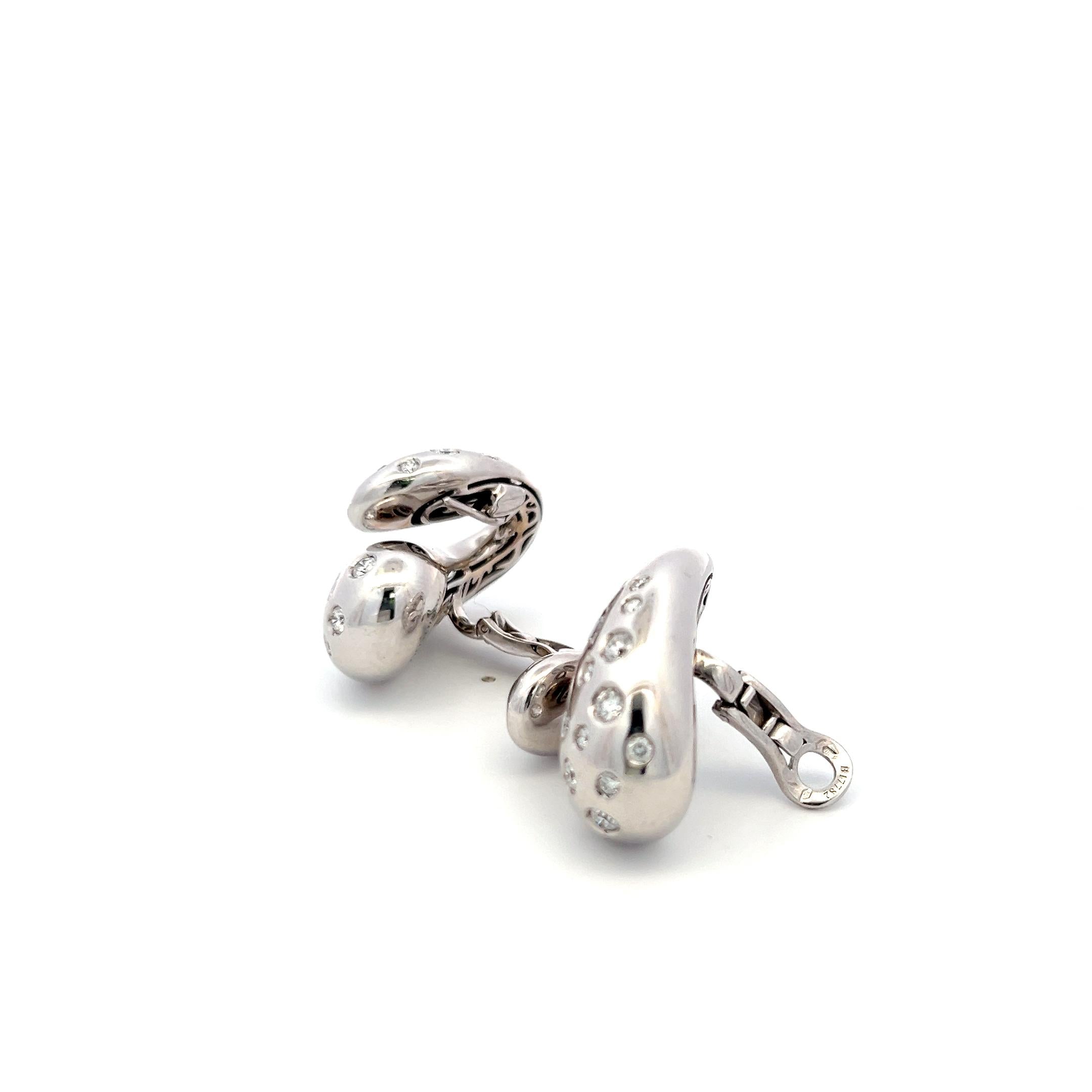 De Grisogono 18K White Gold Clip-On Earrings with 6.18 Carat Round F-VS Diamonds