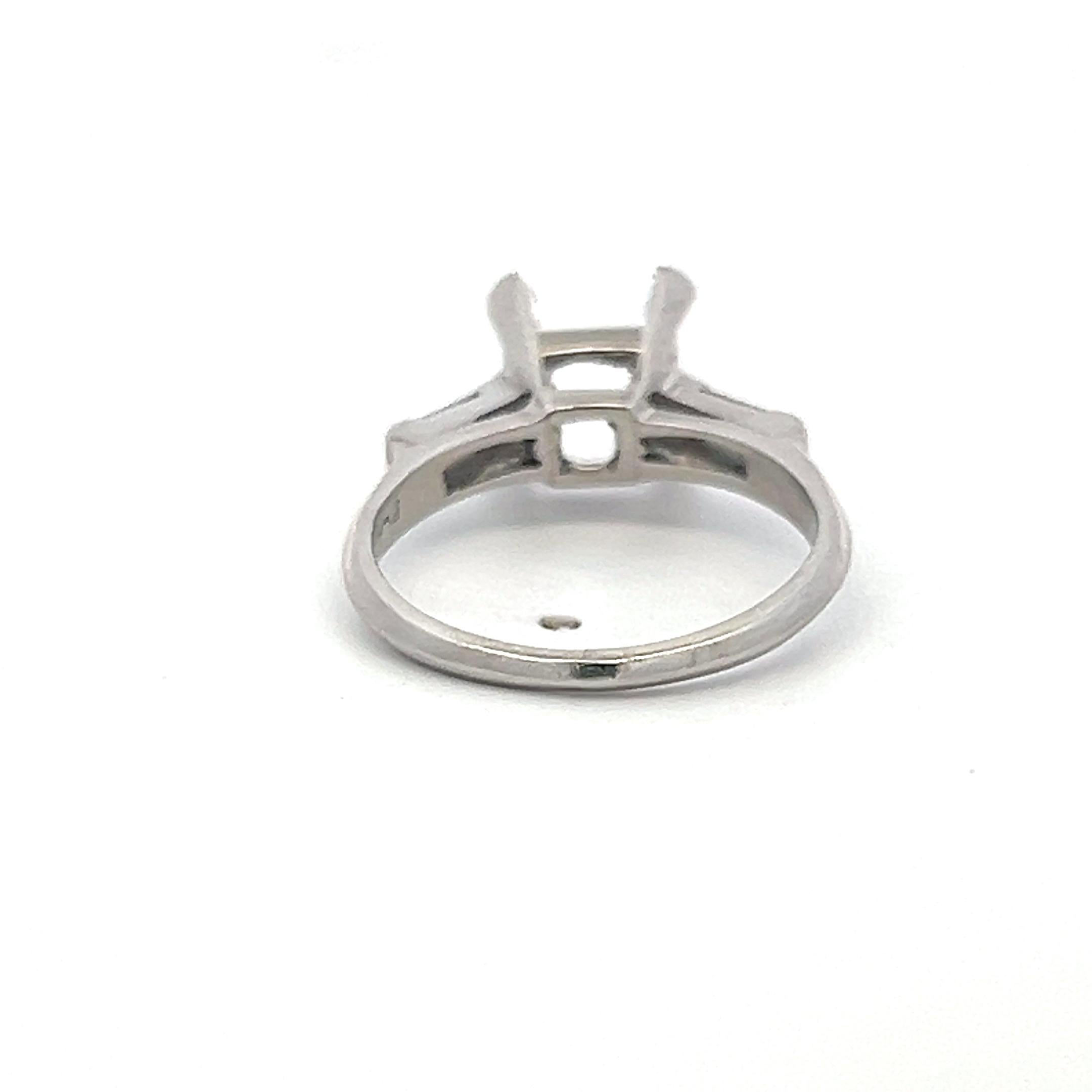 Platinum Semi Mount Ring with 0.16ct Baguette H VS Diamonds Fits 8.4mm 2.25ct++