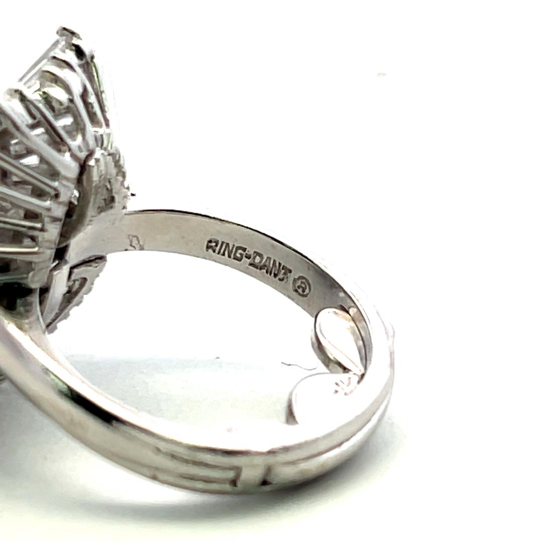 14K Gold Platinum Semi Mount Ring 3ct Tapered Baguette Diamonds Fits 8.2x6.9mm
