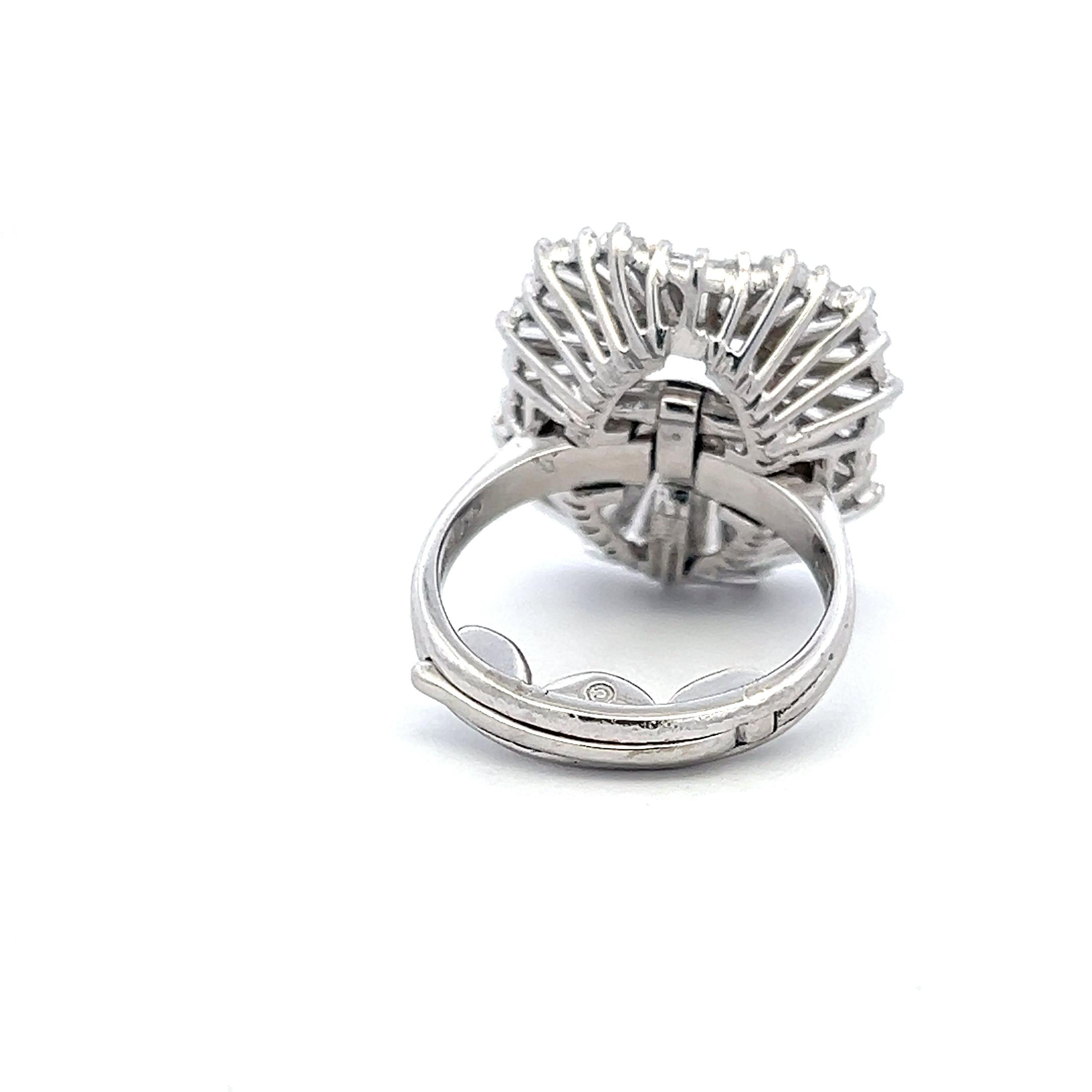 14K Gold Platinum Semi Mount Ring 3ct Tapered Baguette Diamonds Fits 8.2x6.9mm