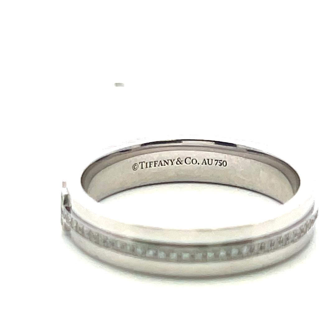 Tiffany & Co 18K Yellow Gold T-Diamond Band Ring with 0.18ct Diamonds Size 8.5