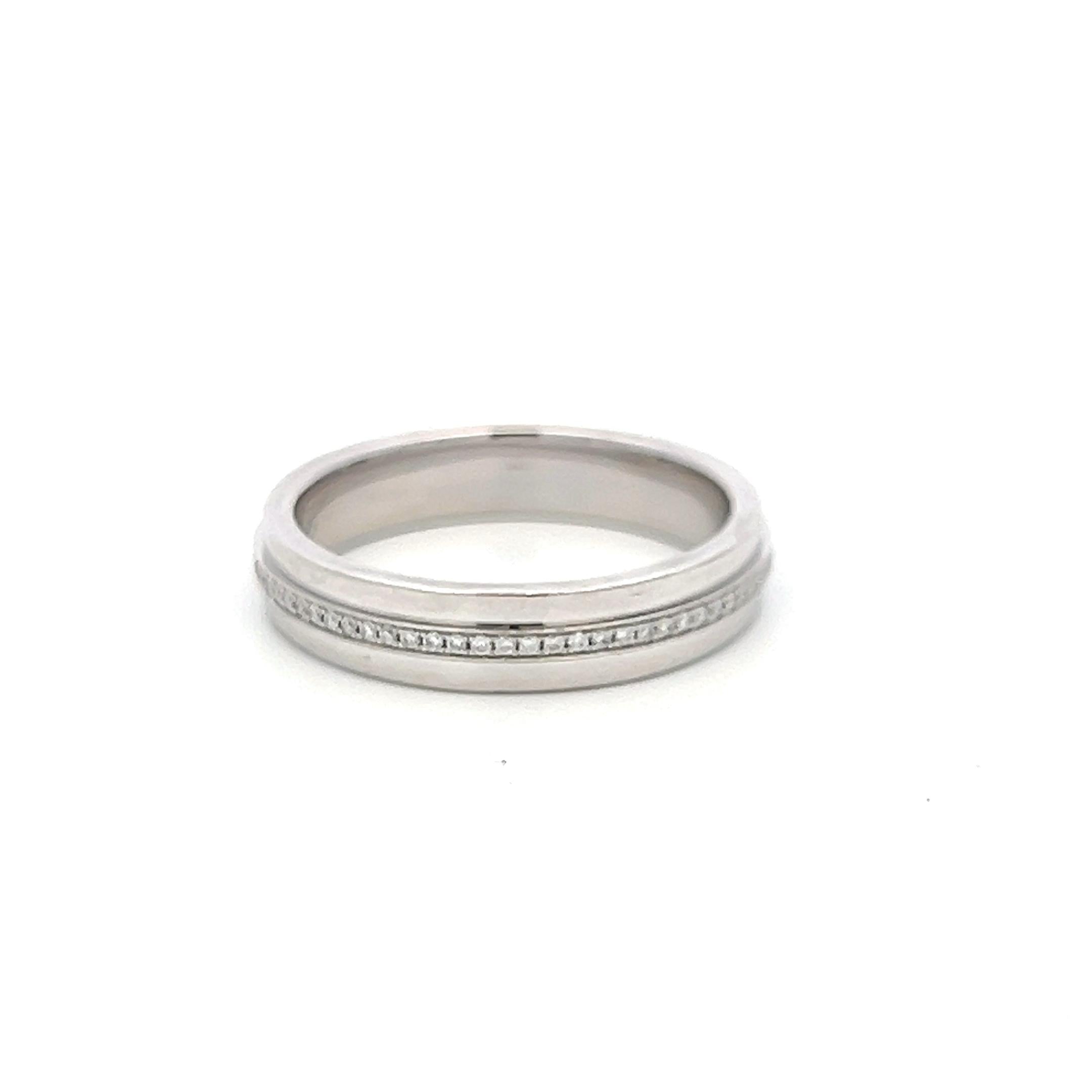 Tiffany & Co 18K Yellow Gold T-Diamond Band Ring with 0.18ct Diamonds Size 8.5