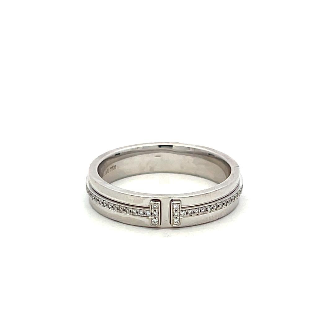 Tiffany & Co 18K YG T-Diamond Band Ring 0.18ct Round F VS Diamonds Size 8.25