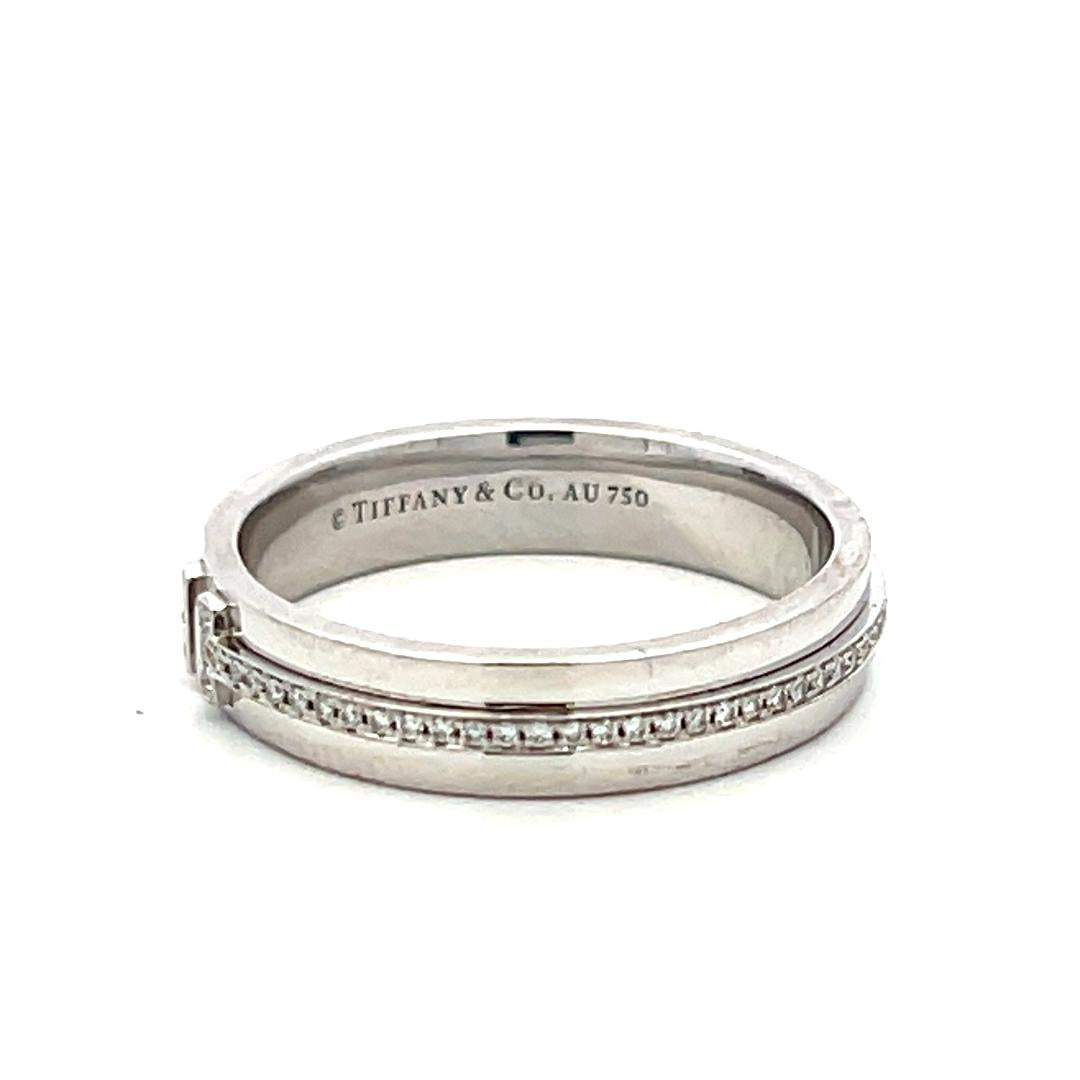 Tiffany & Co 18K YG T-Diamond Band Ring 0.18ct Round F VS Diamonds Size 8.25